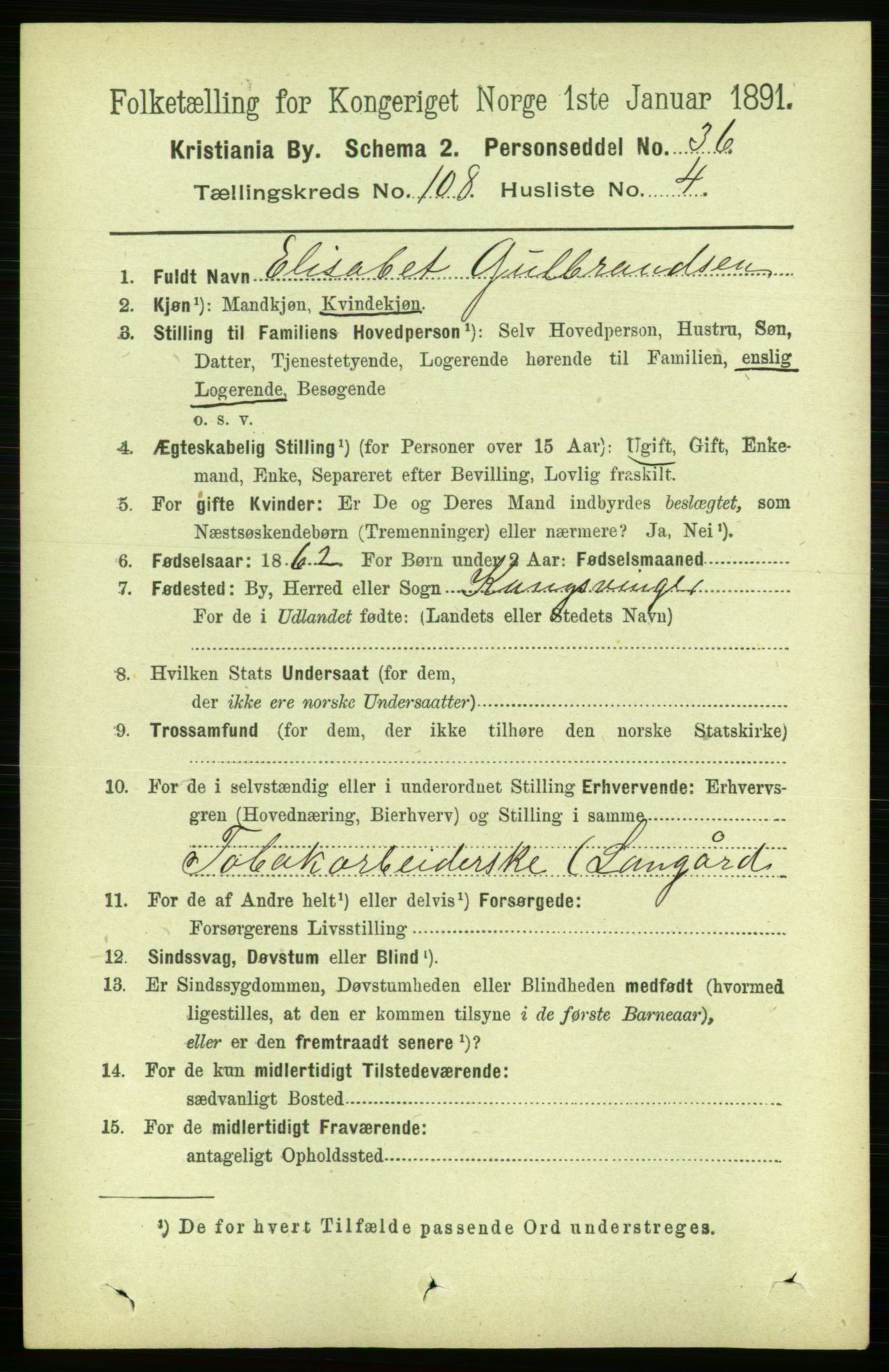 RA, 1891 census for 0301 Kristiania, 1891, p. 55605