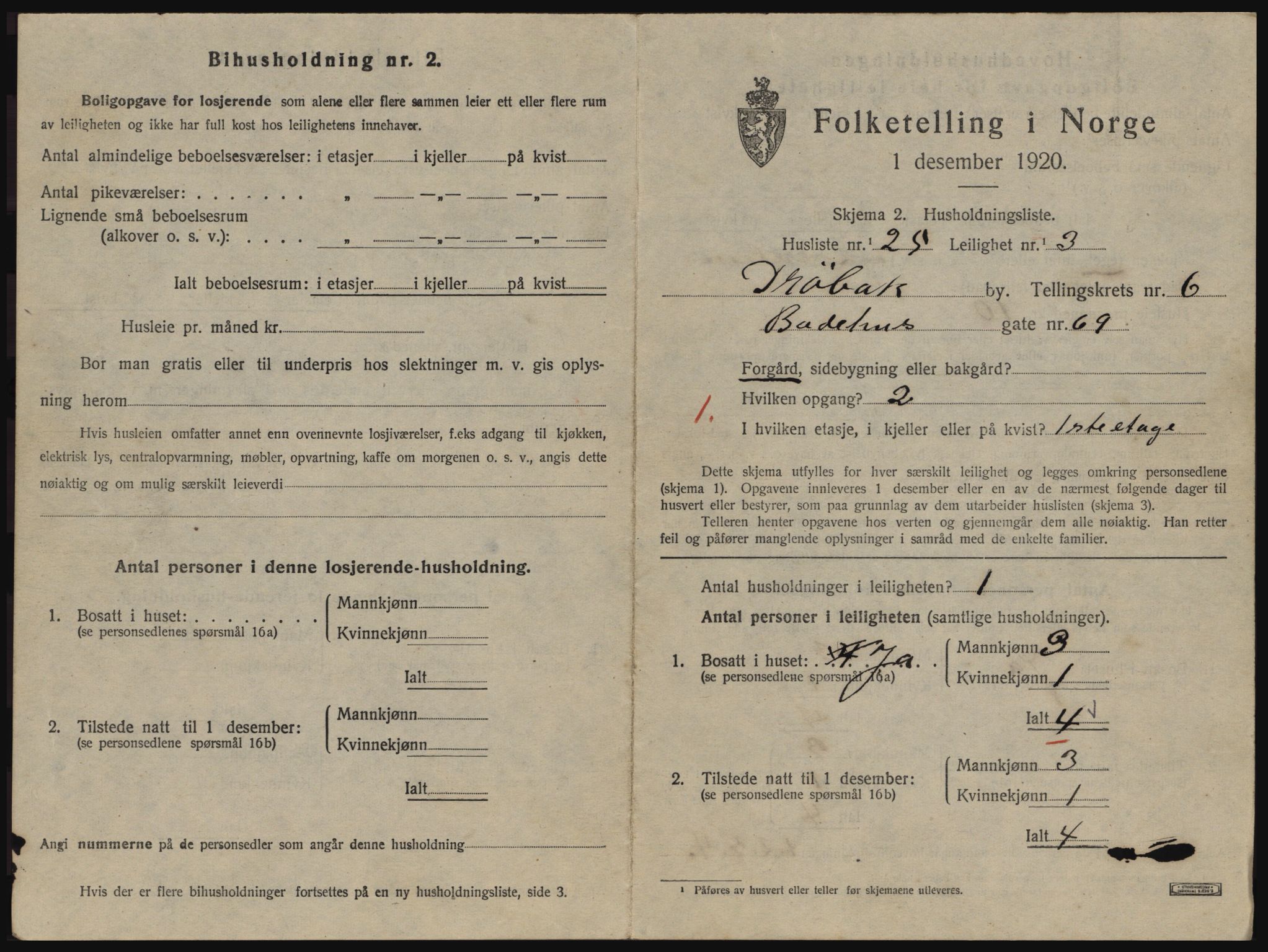 SAO, 1920 census for Drøbak, 1920, p. 1617