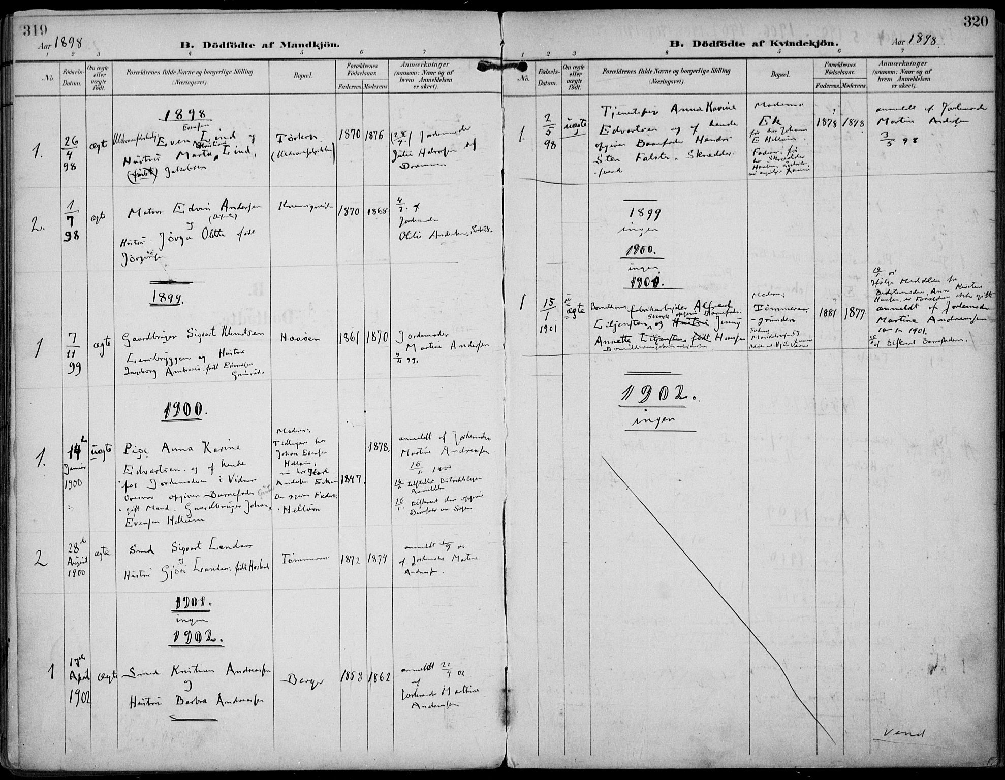 Strømm kirkebøker, AV/SAKO-A-322/F/Fa/L0005: Parish register (official) no. I 5, 1898-1919, p. 319-320