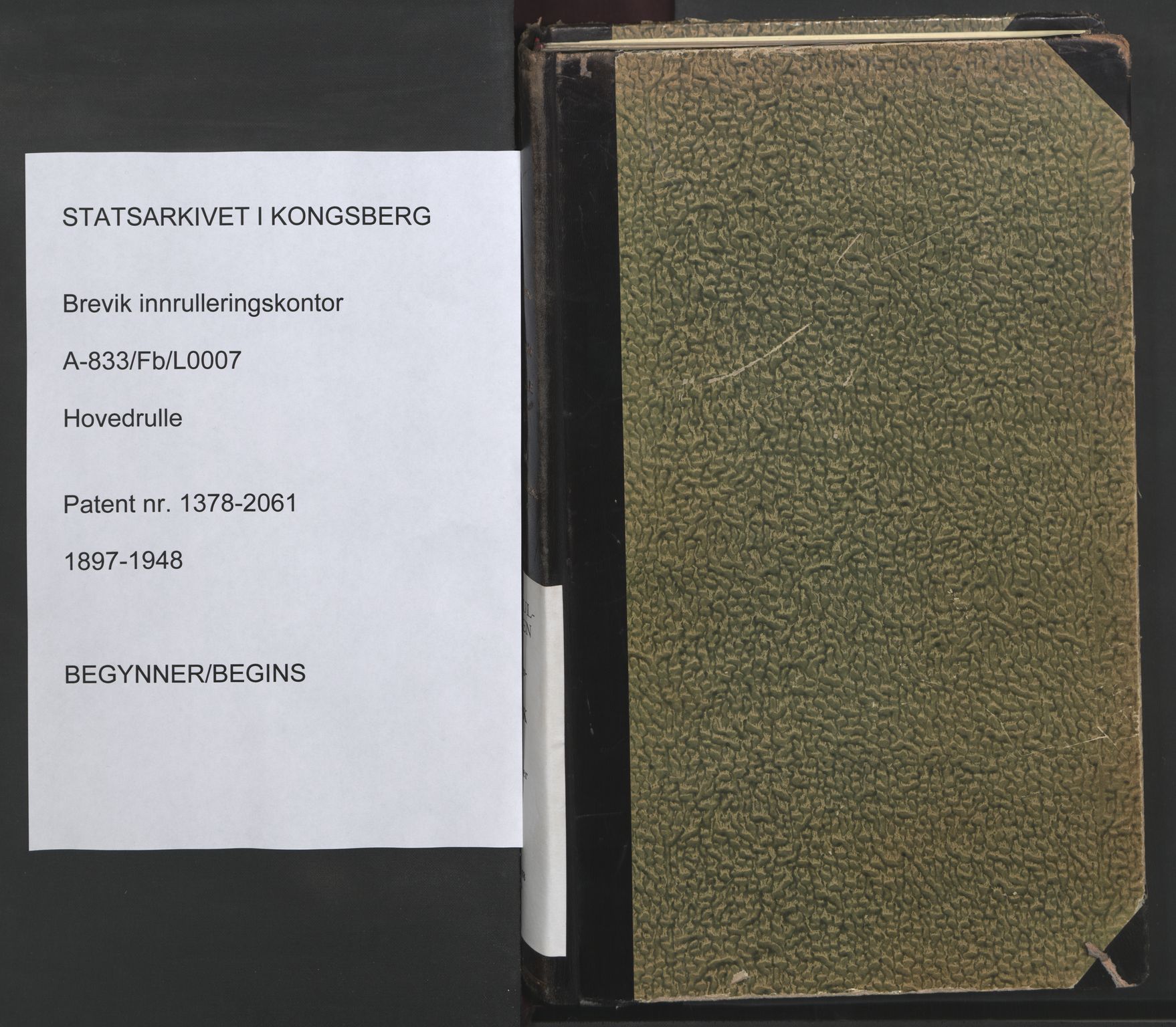Brevik innrulleringskontor, AV/SAKO-A-833/F/Fb/L0007: Hovedrulle, 1897-1948