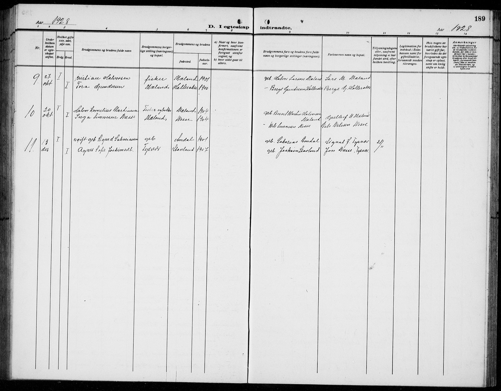 Finnås sokneprestembete, AV/SAB-A-99925/H/Ha/Hab/Habb/L0006: Parish register (copy) no. B 6, 1920-1936, p. 189