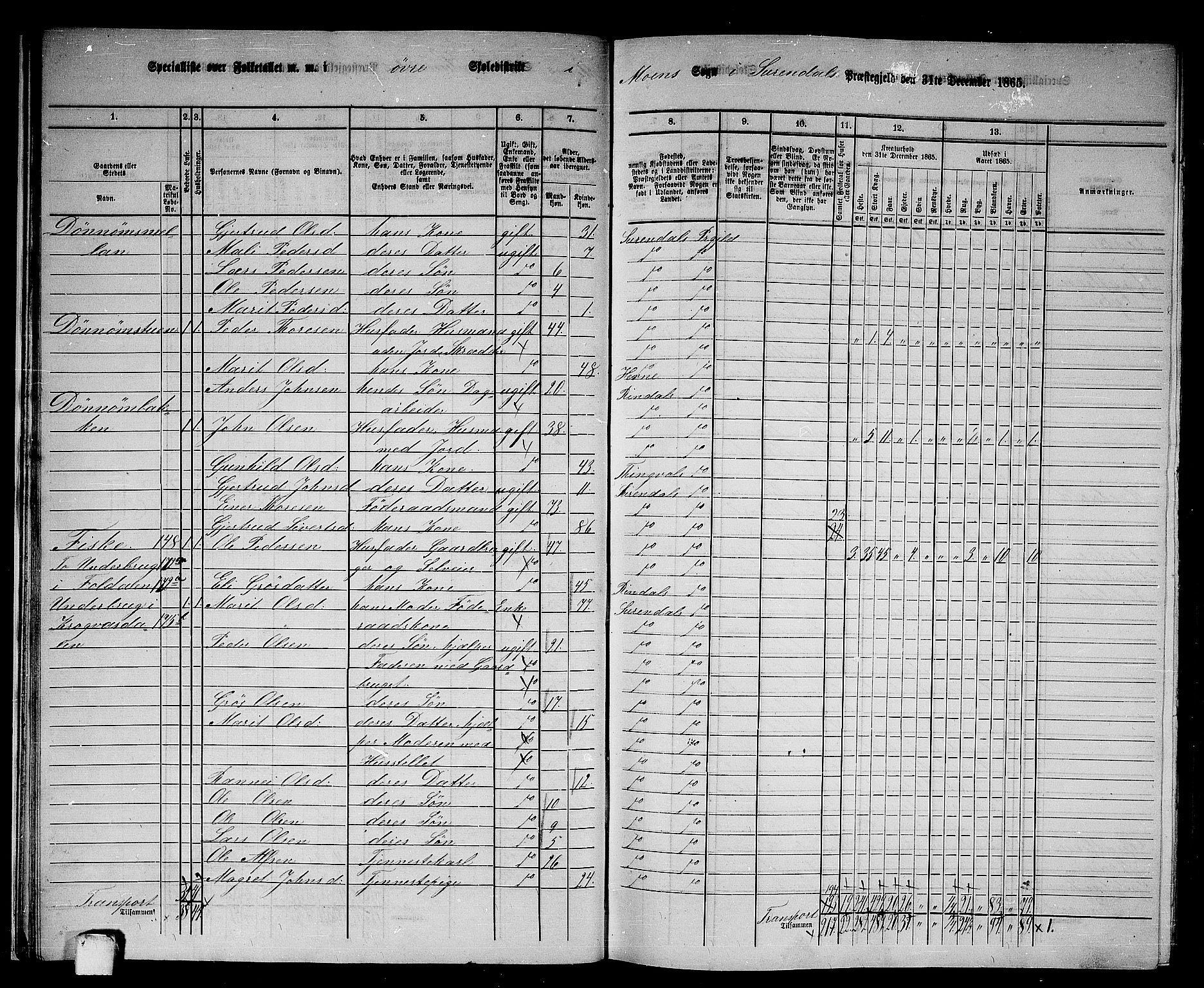 RA, 1865 census for Surnadal, 1865, p. 19