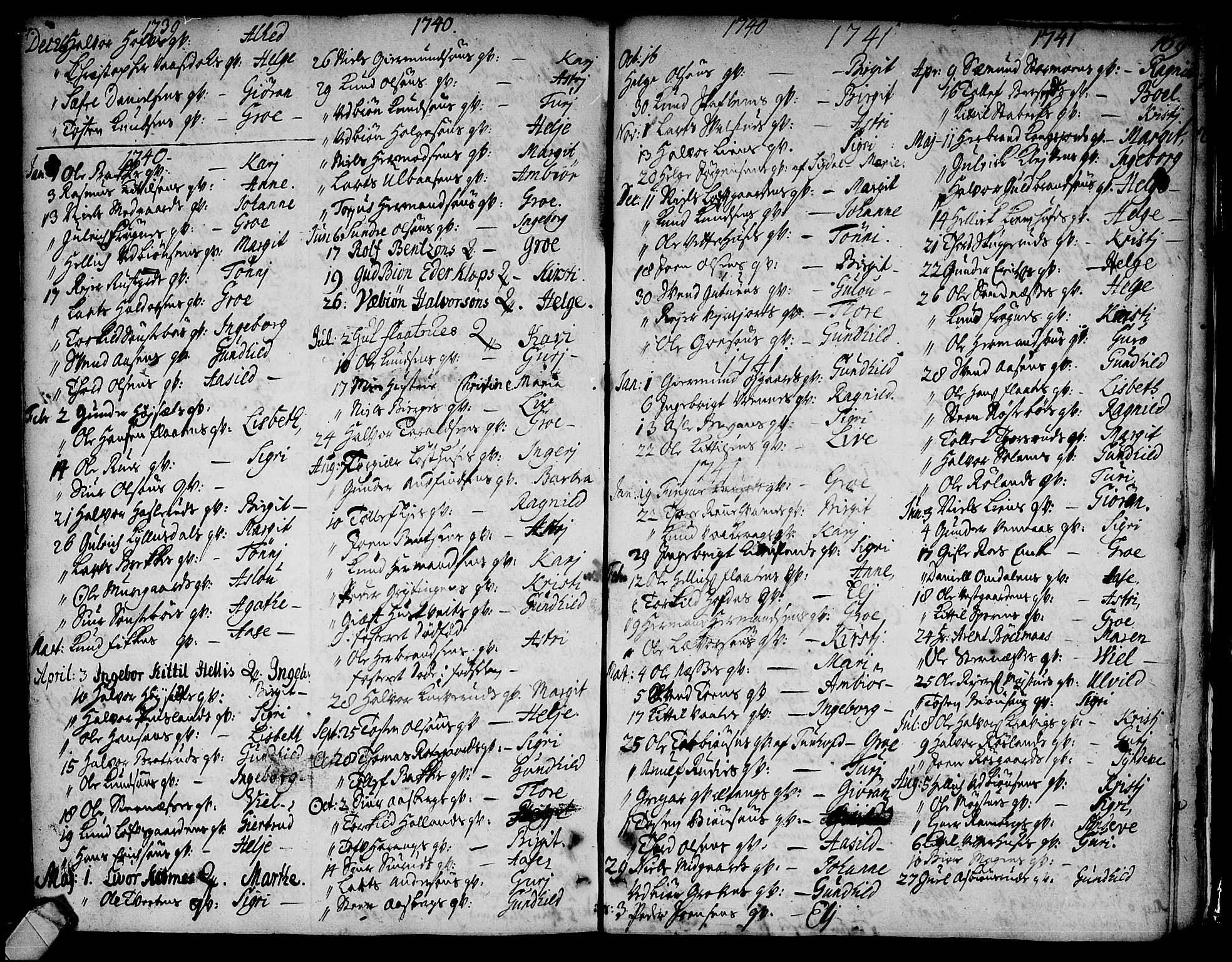 Rollag kirkebøker, AV/SAKO-A-240/F/Fa/L0002: Parish register (official) no. I 2, 1714-1742, p. 169