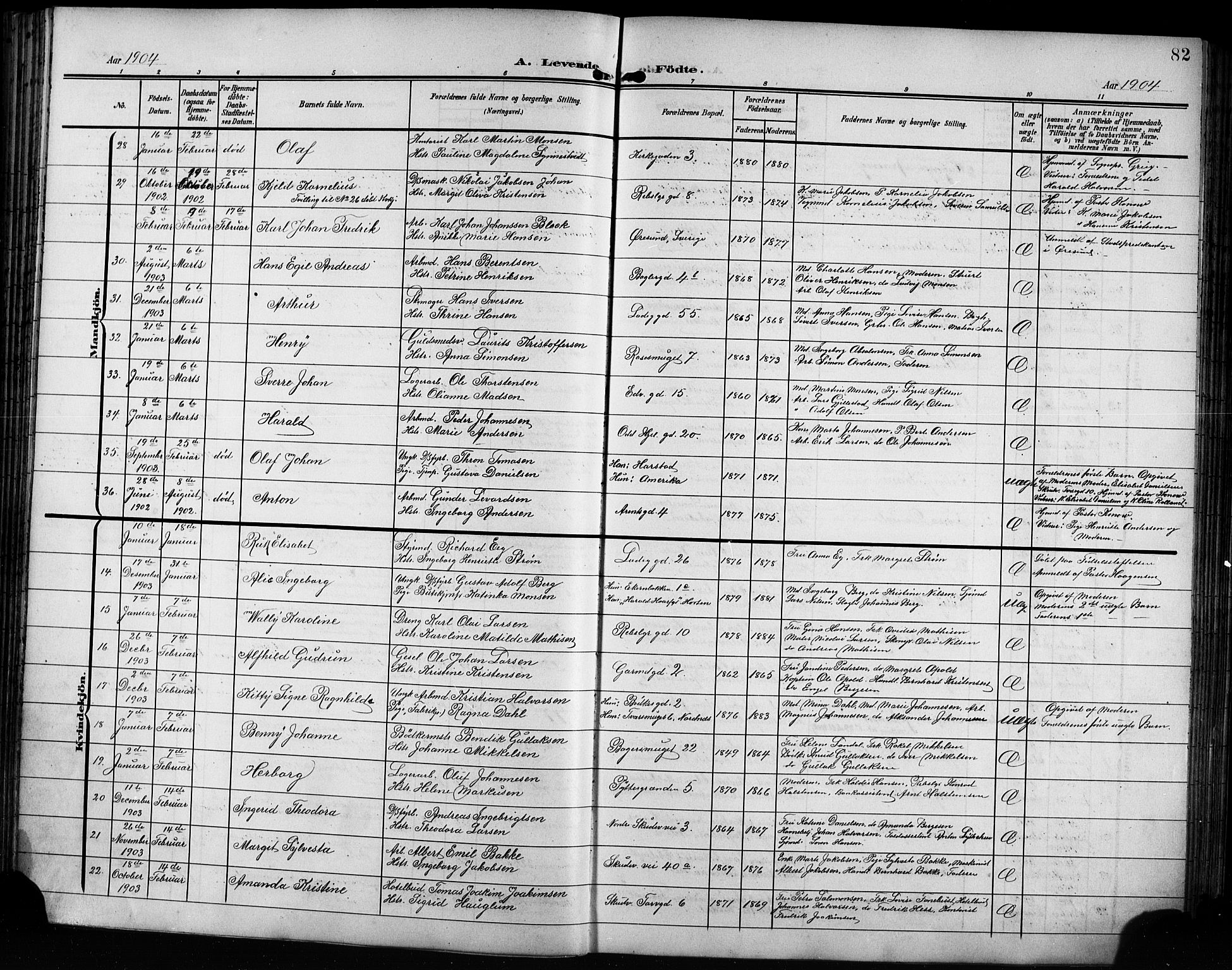 Sandviken Sokneprestembete, AV/SAB-A-77601/H/Hb/L0004: Parish register (copy) no. B 1, 1901-1914, p. 82
