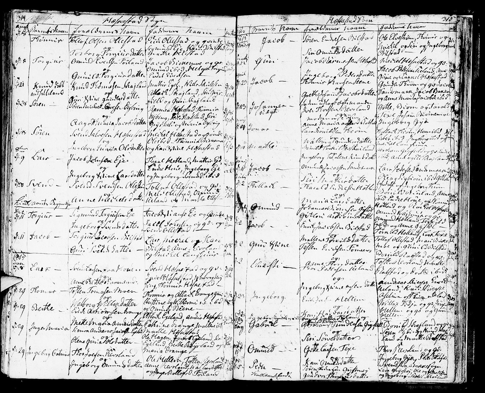 Helleland sokneprestkontor, SAST/A-101810: Parish register (official) no. A 3 /3, 1791-1817, p. 314-315