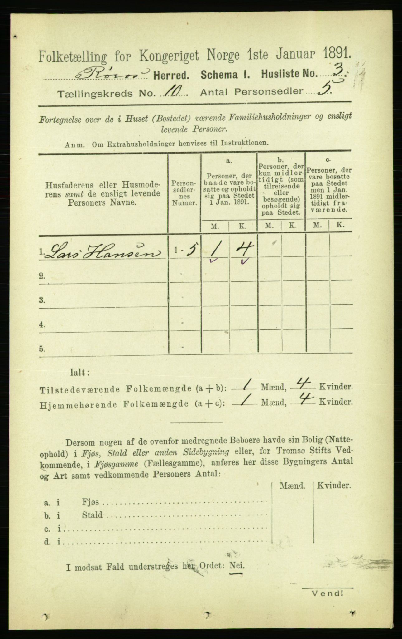 RA, 1891 census for 1640 Røros, 1891, p. 1986