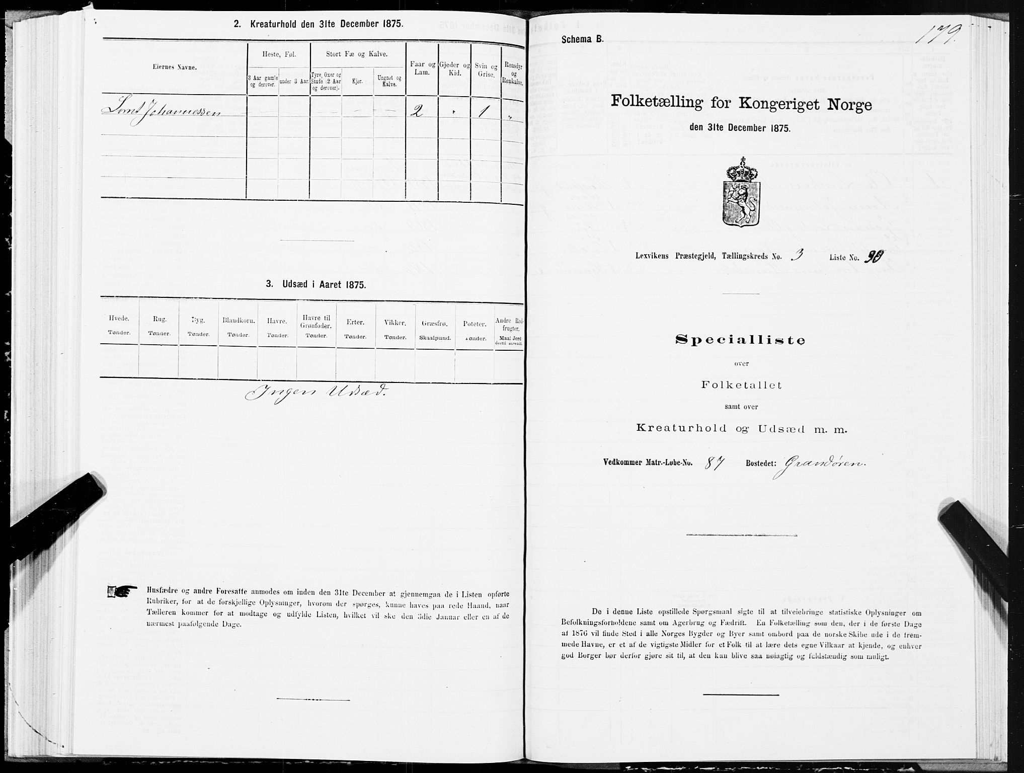 SAT, 1875 census for 1718P Leksvik, 1875, p. 2179