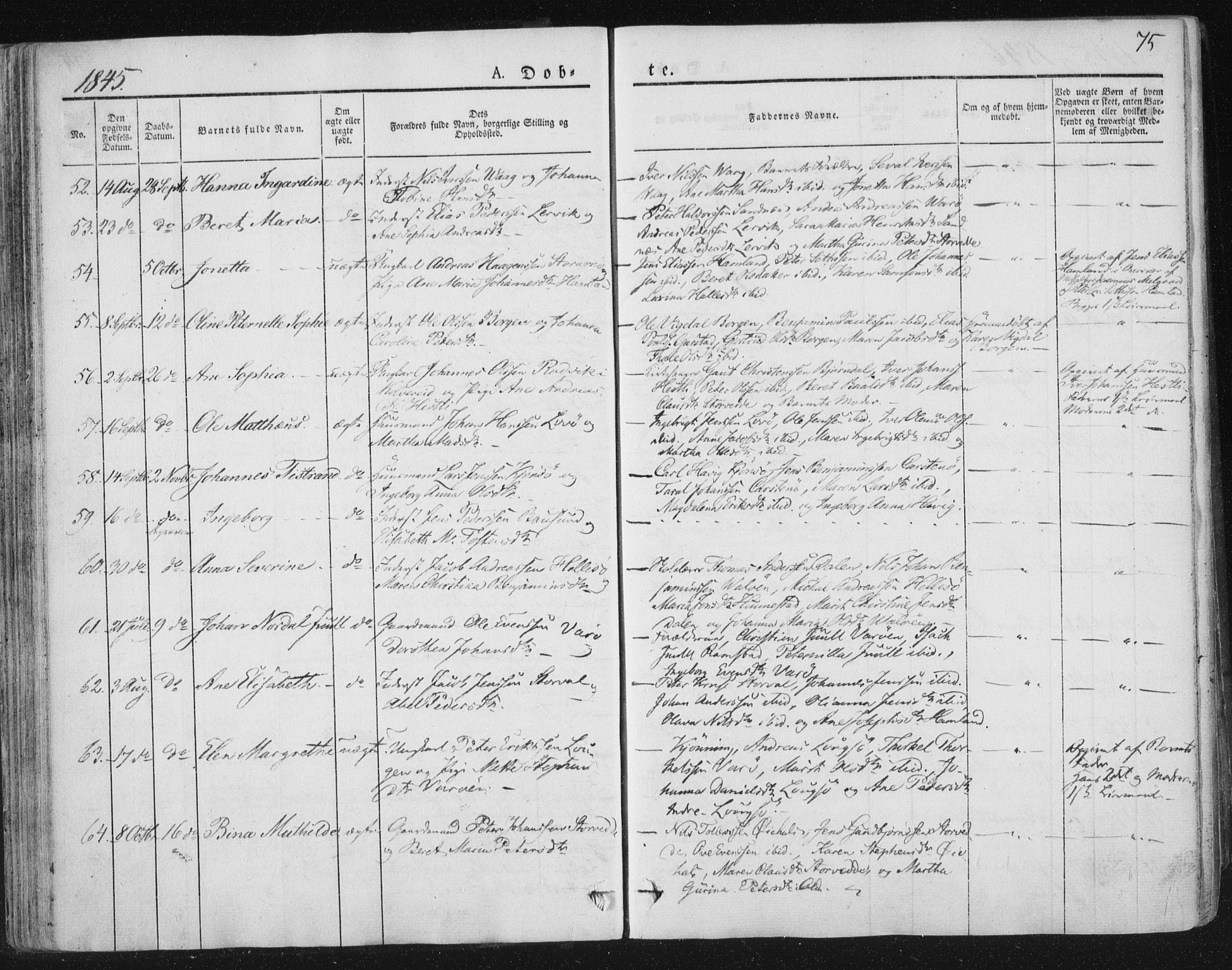 Ministerialprotokoller, klokkerbøker og fødselsregistre - Nord-Trøndelag, SAT/A-1458/784/L0669: Parish register (official) no. 784A04, 1829-1859, p. 75