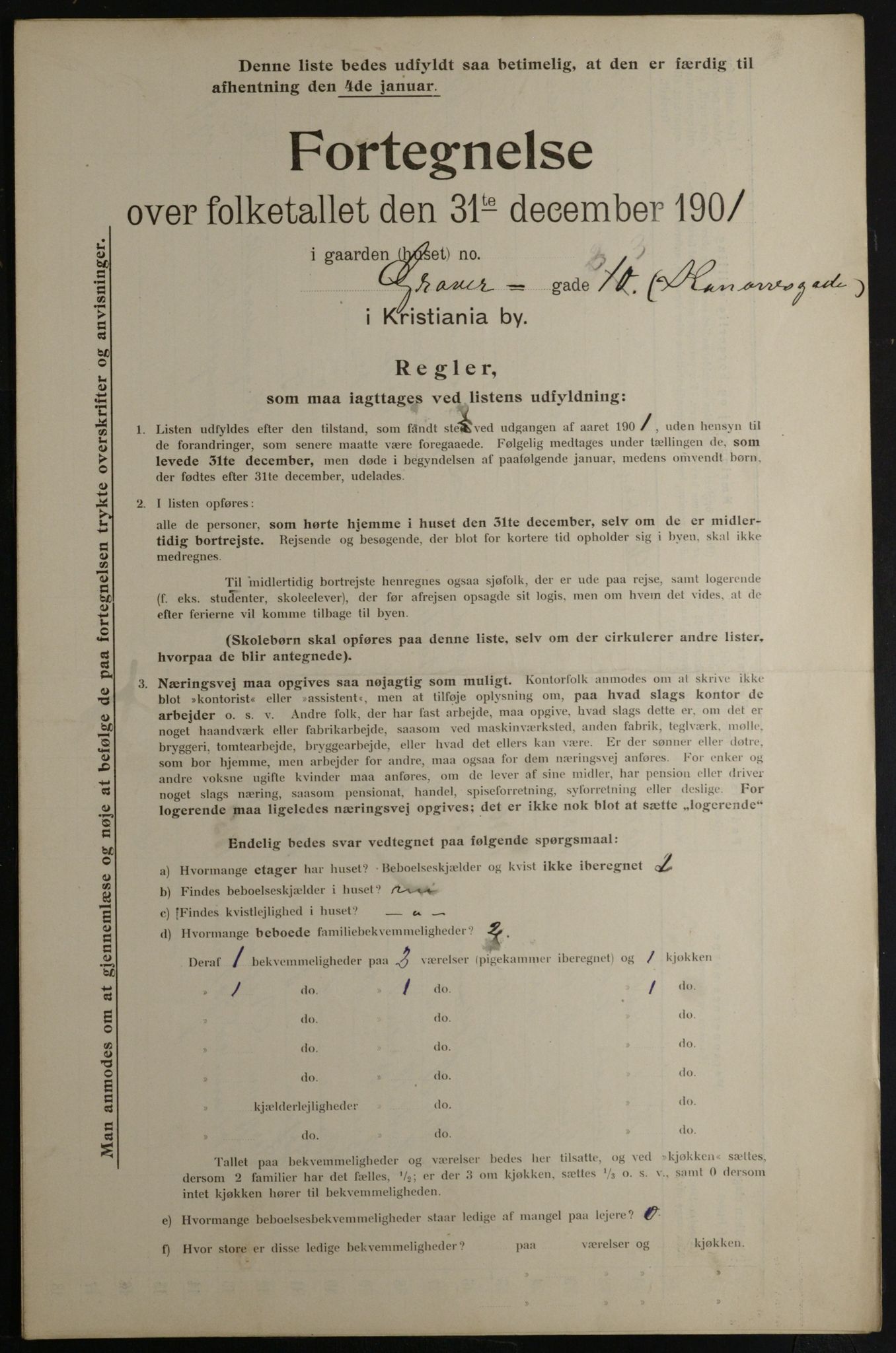 OBA, Municipal Census 1901 for Kristiania, 1901, p. 4738