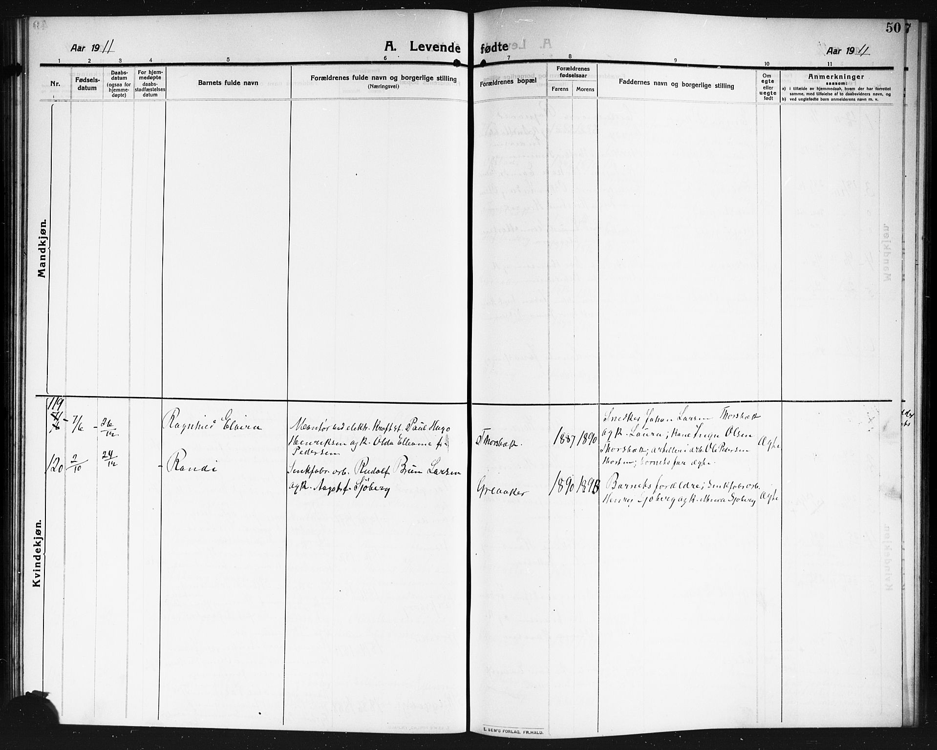 Tune prestekontor Kirkebøker, AV/SAO-A-2007/G/Ga/L0002: Parish register (copy) no. I 2, 1910-1913, p. 50