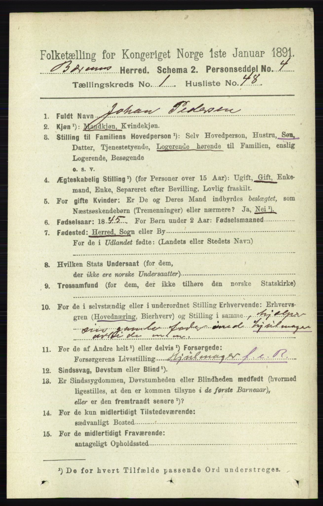 RA, 1891 census for 0219 Bærum, 1891, p. 569