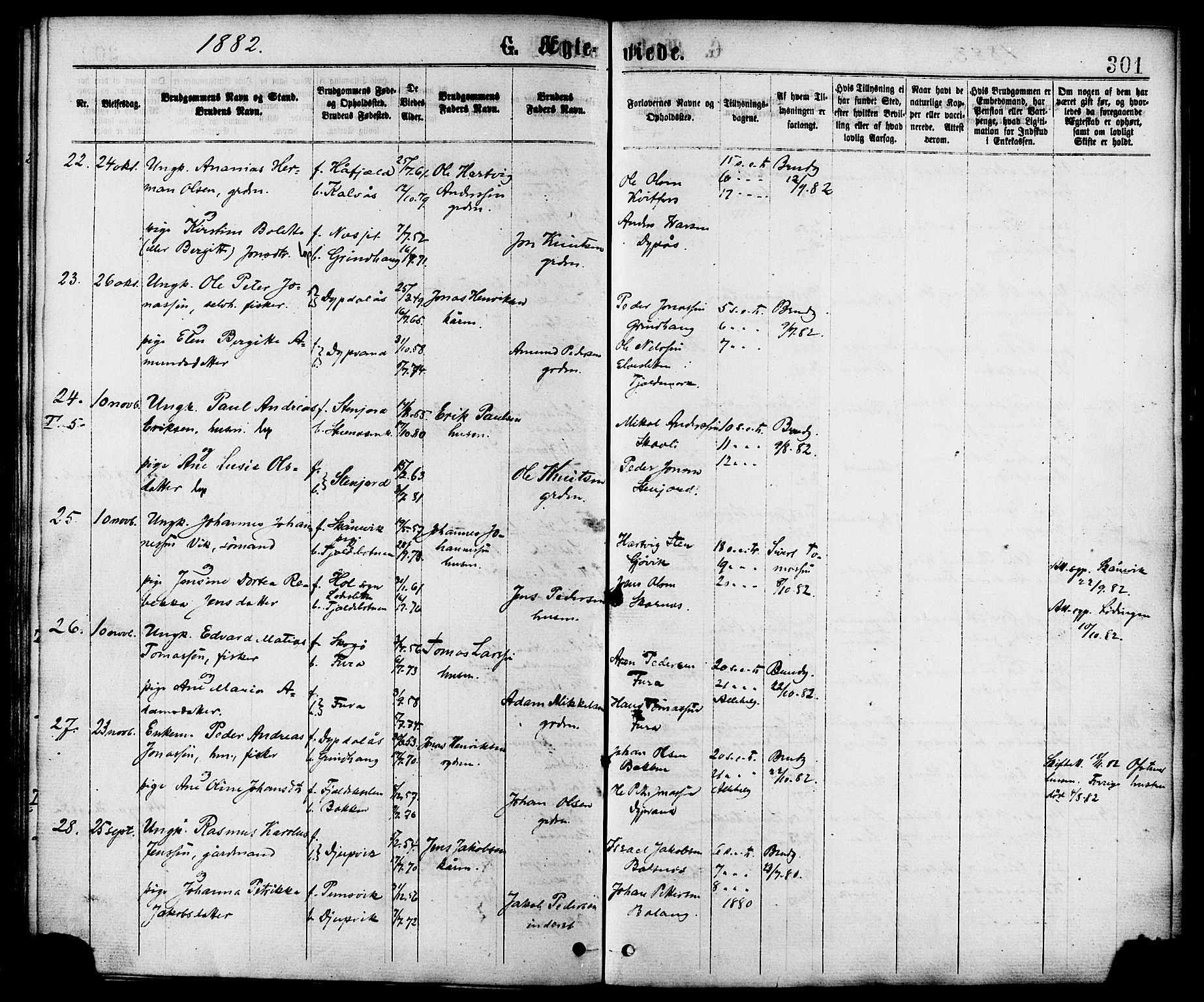 Ministerialprotokoller, klokkerbøker og fødselsregistre - Nordland, AV/SAT-A-1459/863/L0897: Parish register (official) no. 863A09, 1872-1886, p. 301