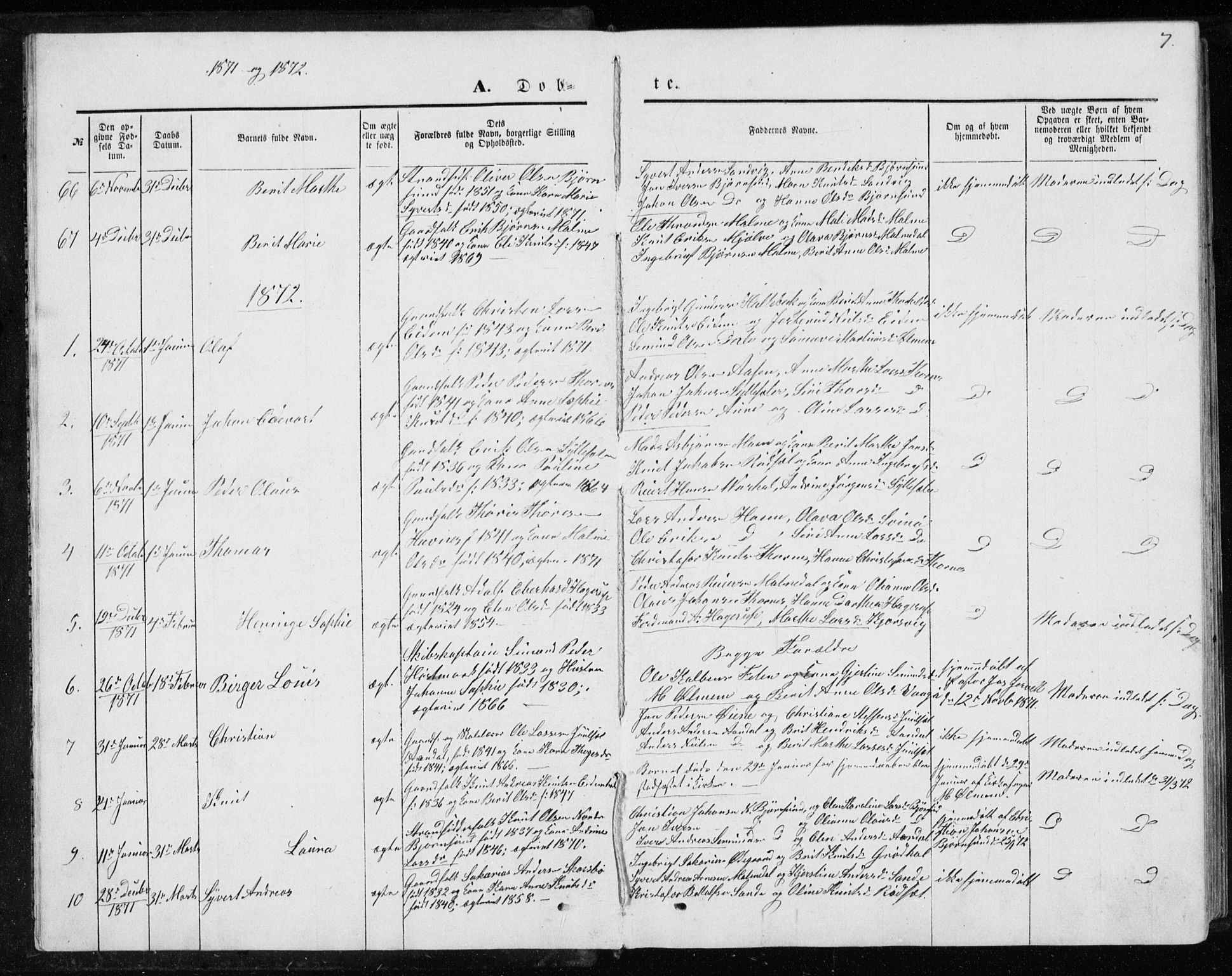 Ministerialprotokoller, klokkerbøker og fødselsregistre - Møre og Romsdal, AV/SAT-A-1454/565/L0754: Parish register (copy) no. 565C03, 1870-1896, p. 7