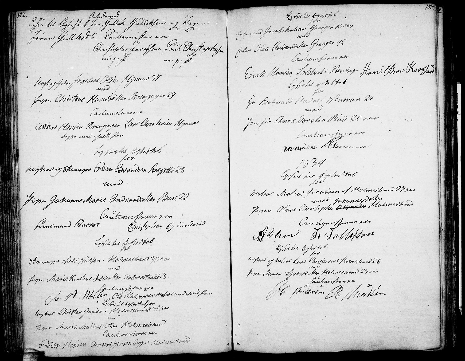Botne kirkebøker, SAKO/A-340/F/Fa/L0003: Parish register (official) no. I 3 /1, 1792-1844, p. 142-143