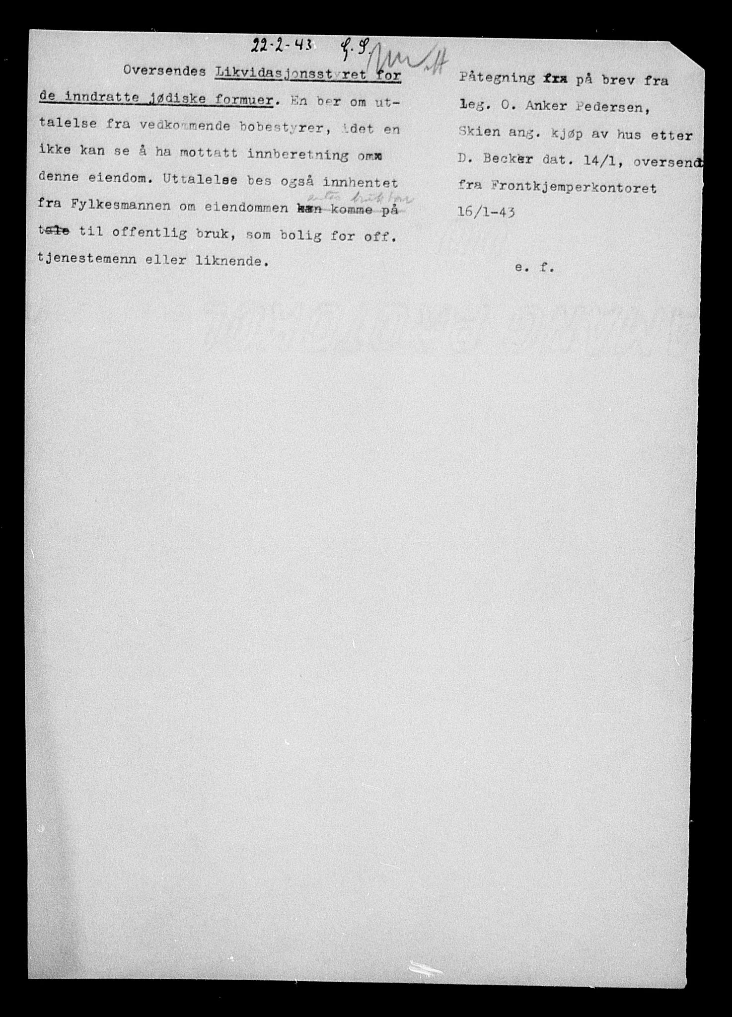 Justisdepartementet, Tilbakeføringskontoret for inndratte formuer, AV/RA-S-1564/H/Hc/Hcd/L0990: --, 1945-1947, p. 205