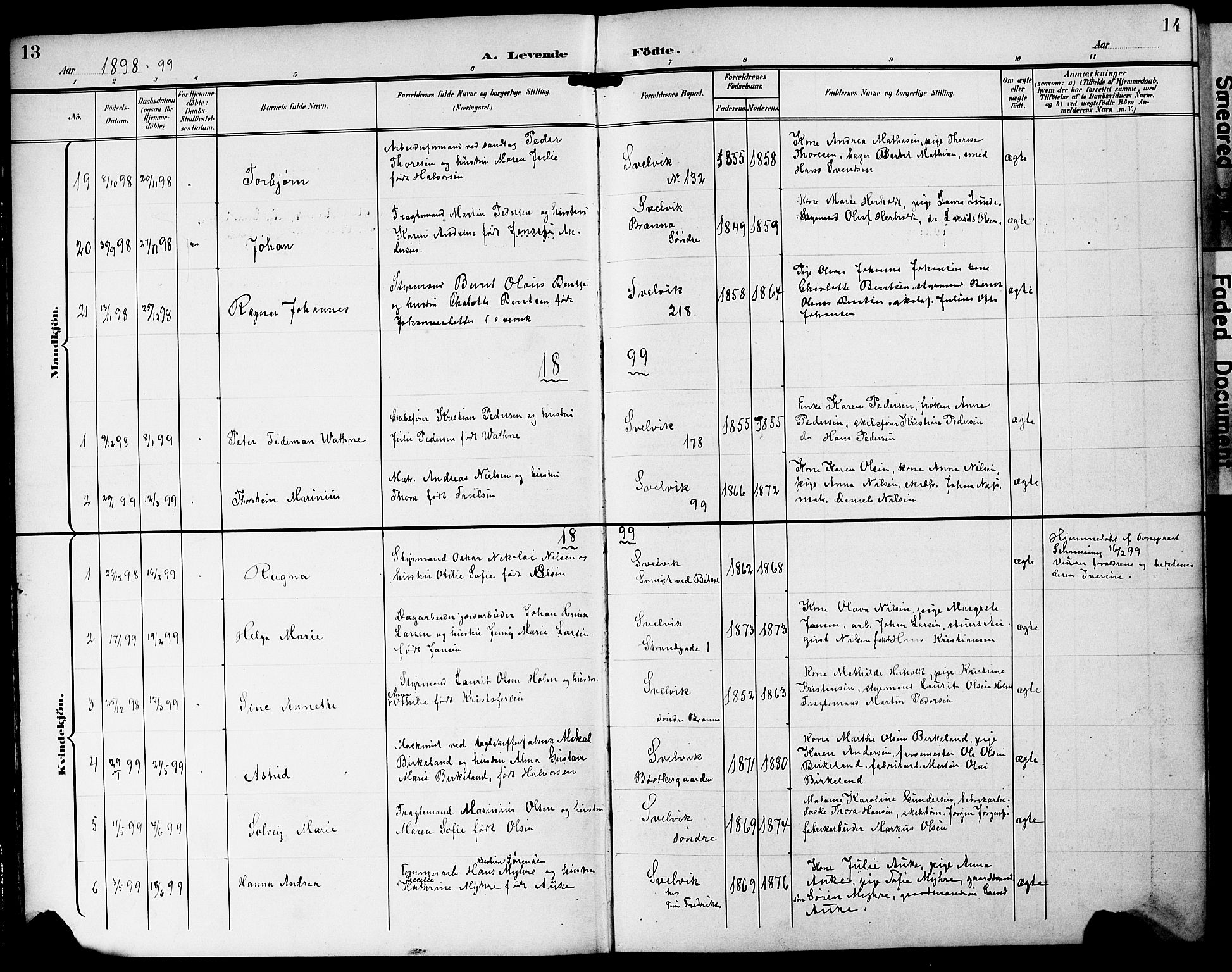 Strømm kirkebøker, AV/SAKO-A-322/G/Gb/L0002: Parish register (copy) no. II 2, 1897-1928, p. 13-14