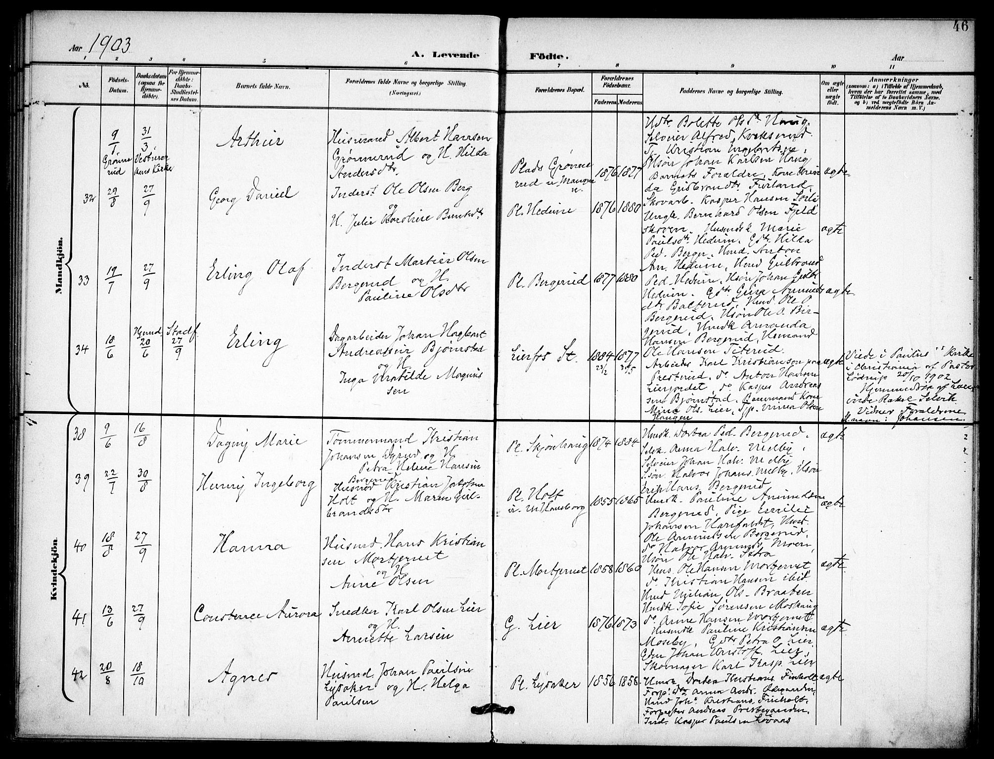 Aurskog prestekontor Kirkebøker, AV/SAO-A-10304a/F/Fa/L0010: Parish register (official) no. I 10, 1898-1905, p. 46