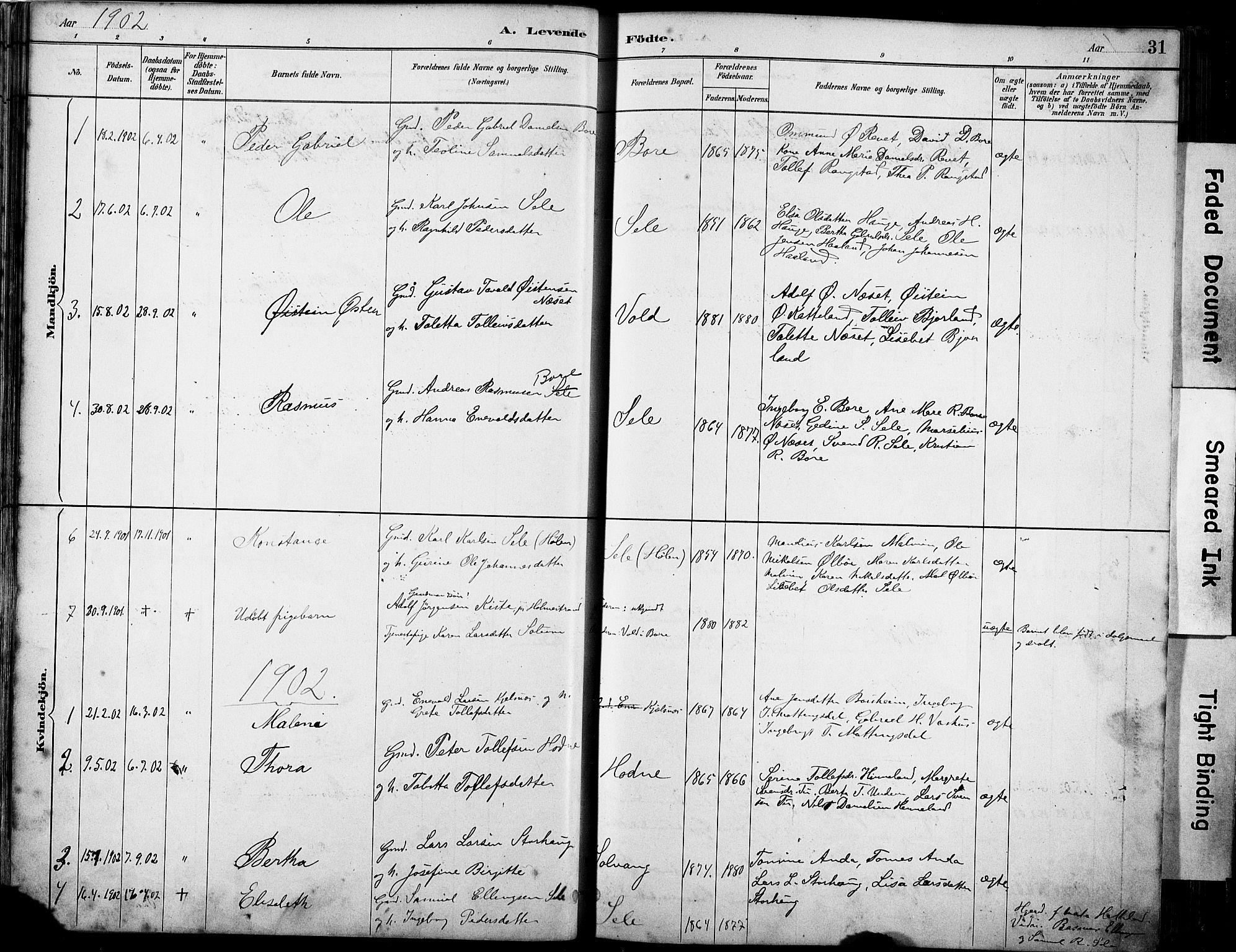 Klepp sokneprestkontor, SAST/A-101803/001/3/30BA/L0008: Parish register (official) no. A 9, 1886-1919, p. 31