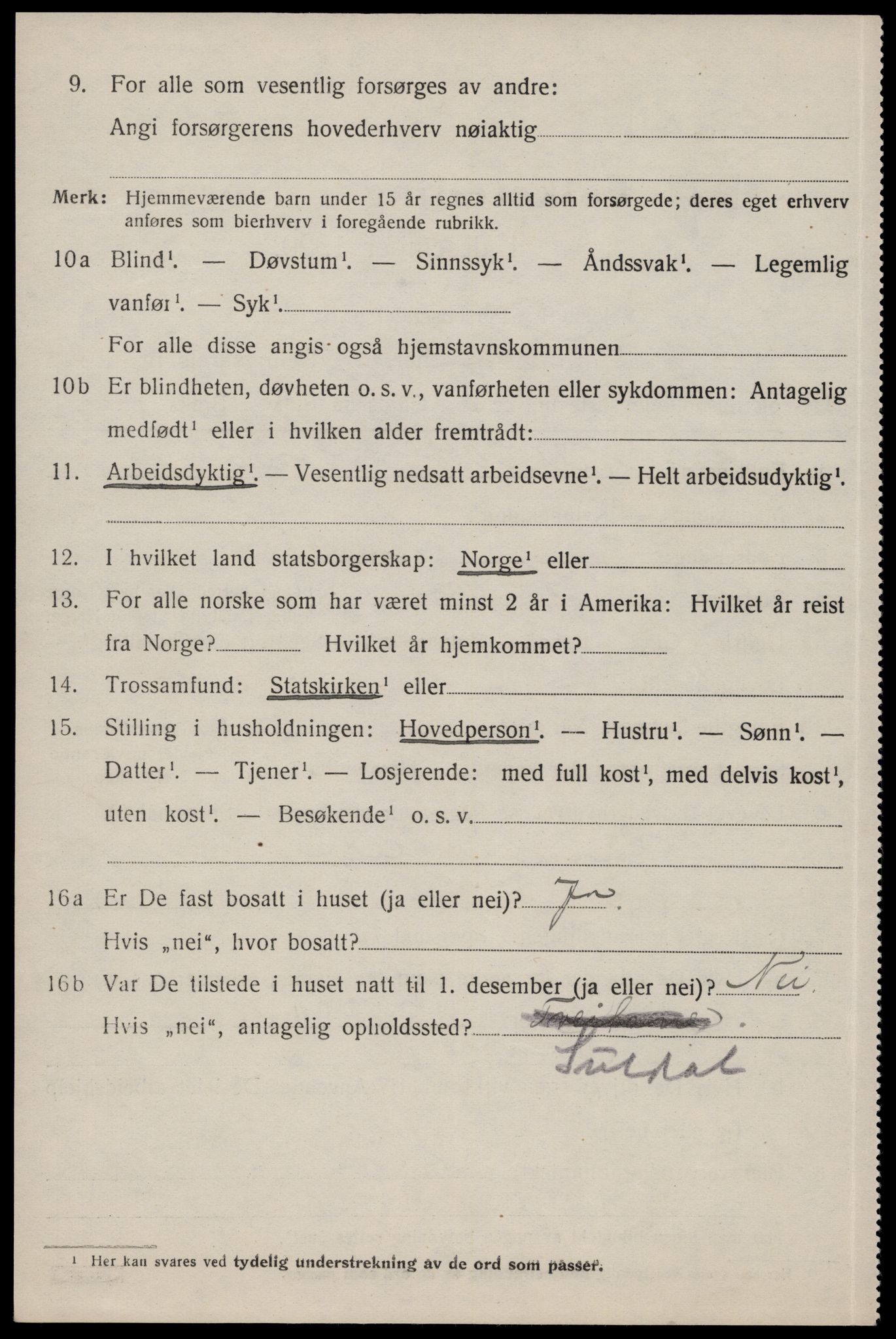 SAST, 1920 census for Suldal, 1920, p. 3227