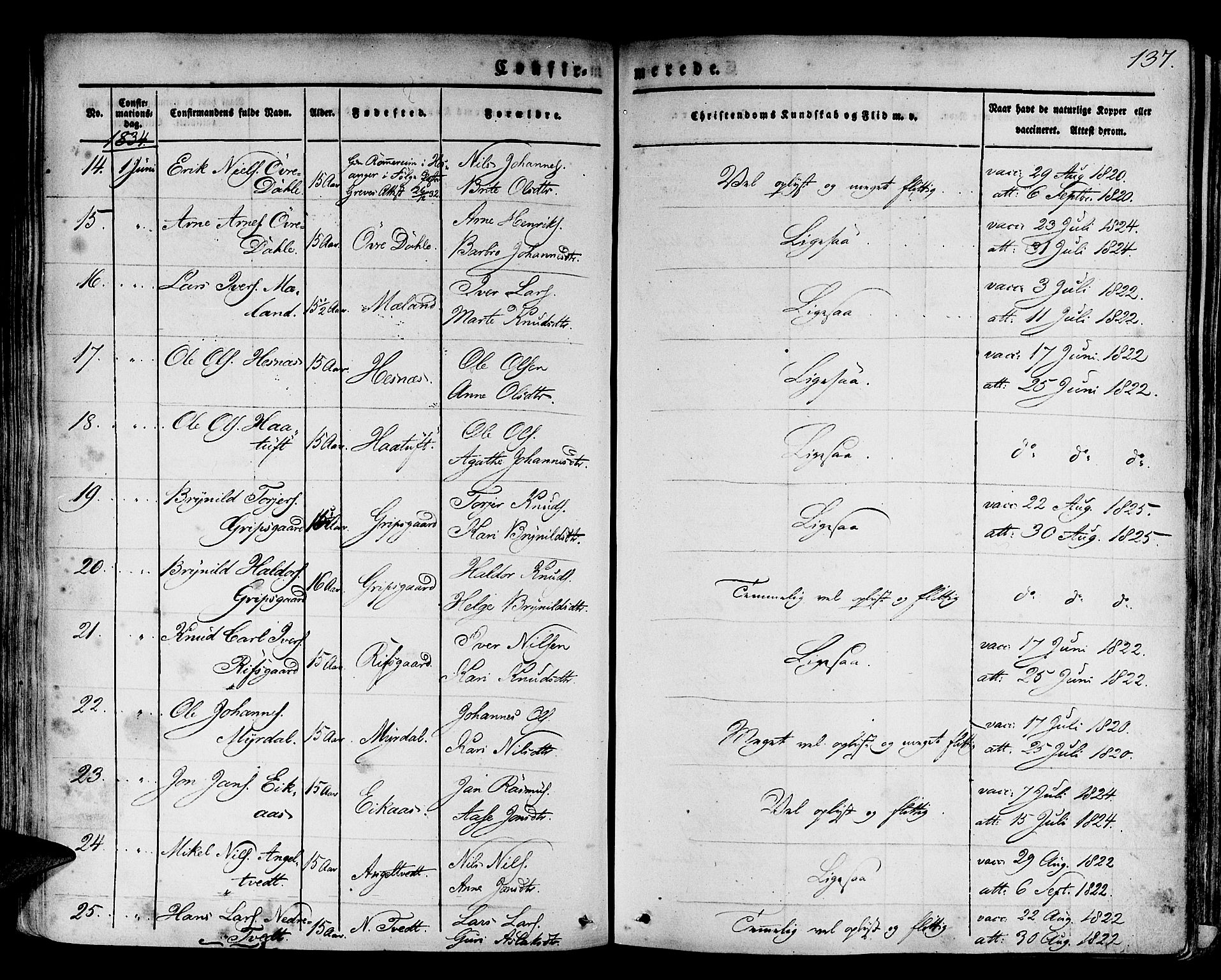 Hamre sokneprestembete, AV/SAB-A-75501/H/Ha/Haa/Haaa/L0011: Parish register (official) no. A 11, 1826-1834, p. 137