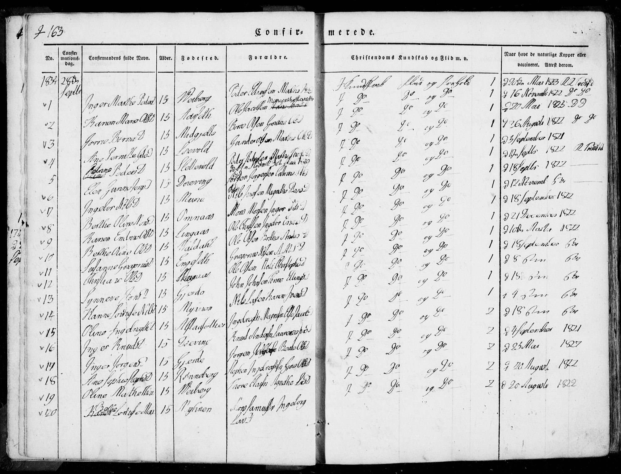 Ministerialprotokoller, klokkerbøker og fødselsregistre - Møre og Romsdal, AV/SAT-A-1454/519/L0248: Parish register (official) no. 519A07, 1829-1860, p. 163