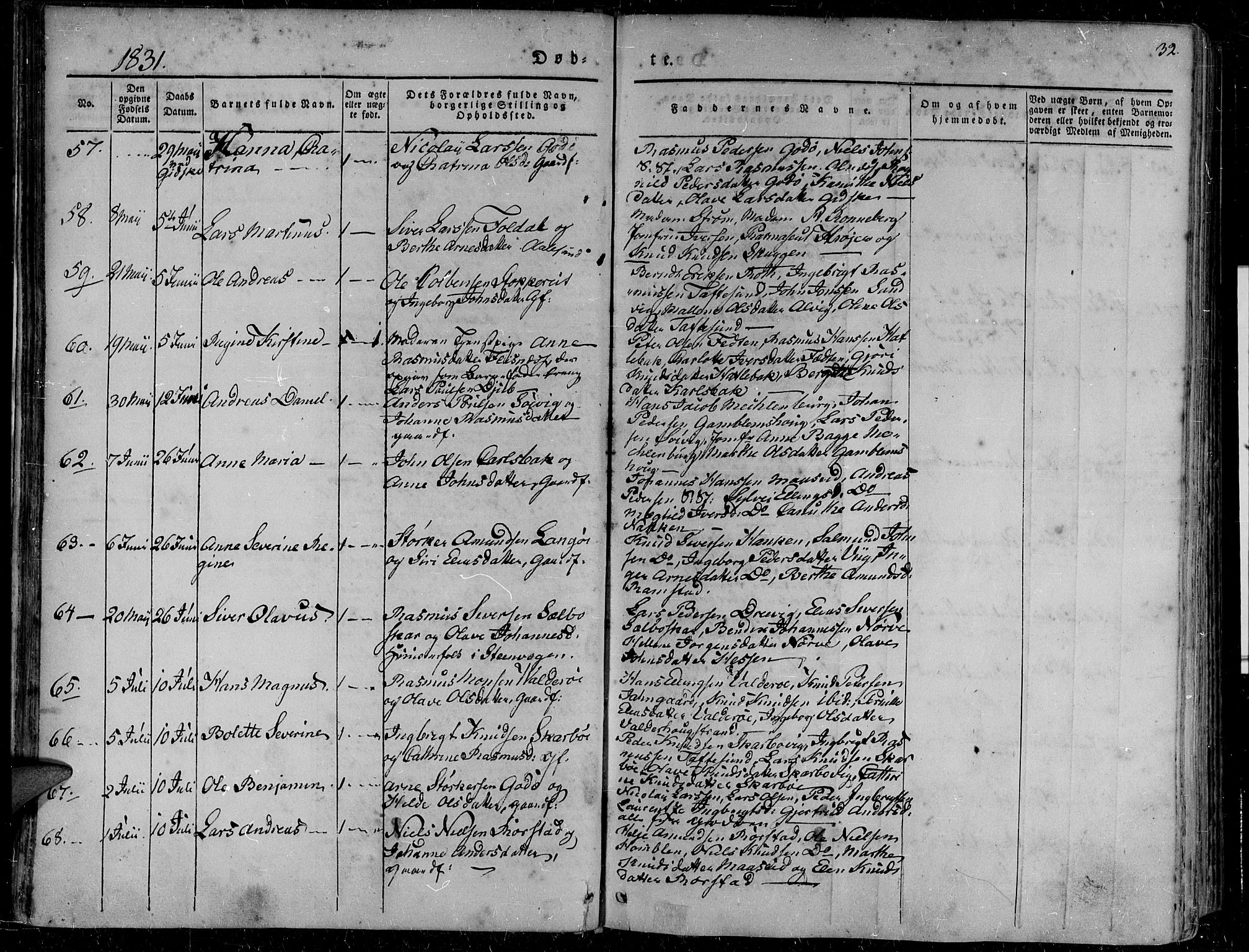 Ministerialprotokoller, klokkerbøker og fødselsregistre - Møre og Romsdal, AV/SAT-A-1454/528/L0395: Parish register (official) no. 528A06, 1828-1839, p. 32