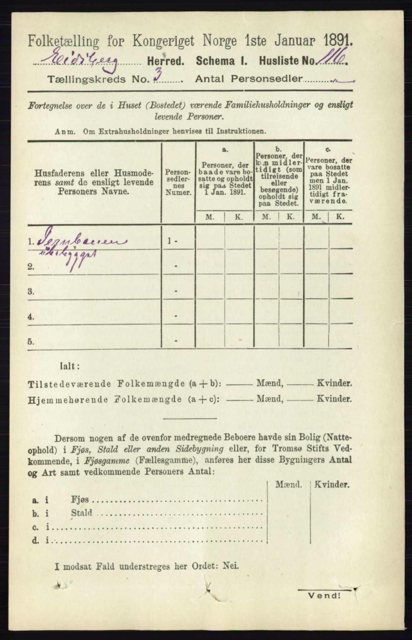 RA, 1891 census for 0125 Eidsberg, 1891, p. 1452