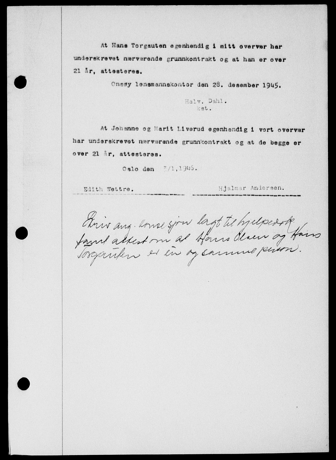 Onsøy sorenskriveri, SAO/A-10474/G/Ga/Gab/L0015: Mortgage book no. II A-15, 1945-1946, Diary no: : 382/1946