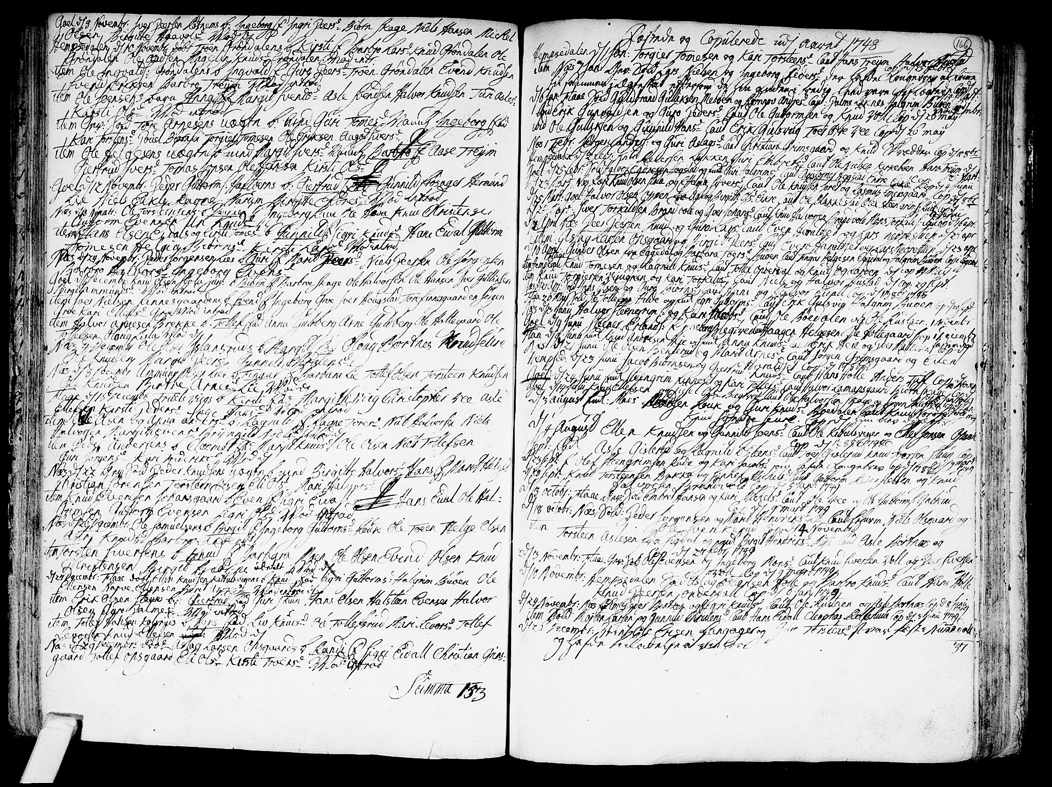 Nes kirkebøker, AV/SAKO-A-236/F/Fa/L0002: Parish register (official) no. 2, 1707-1759, p. 166