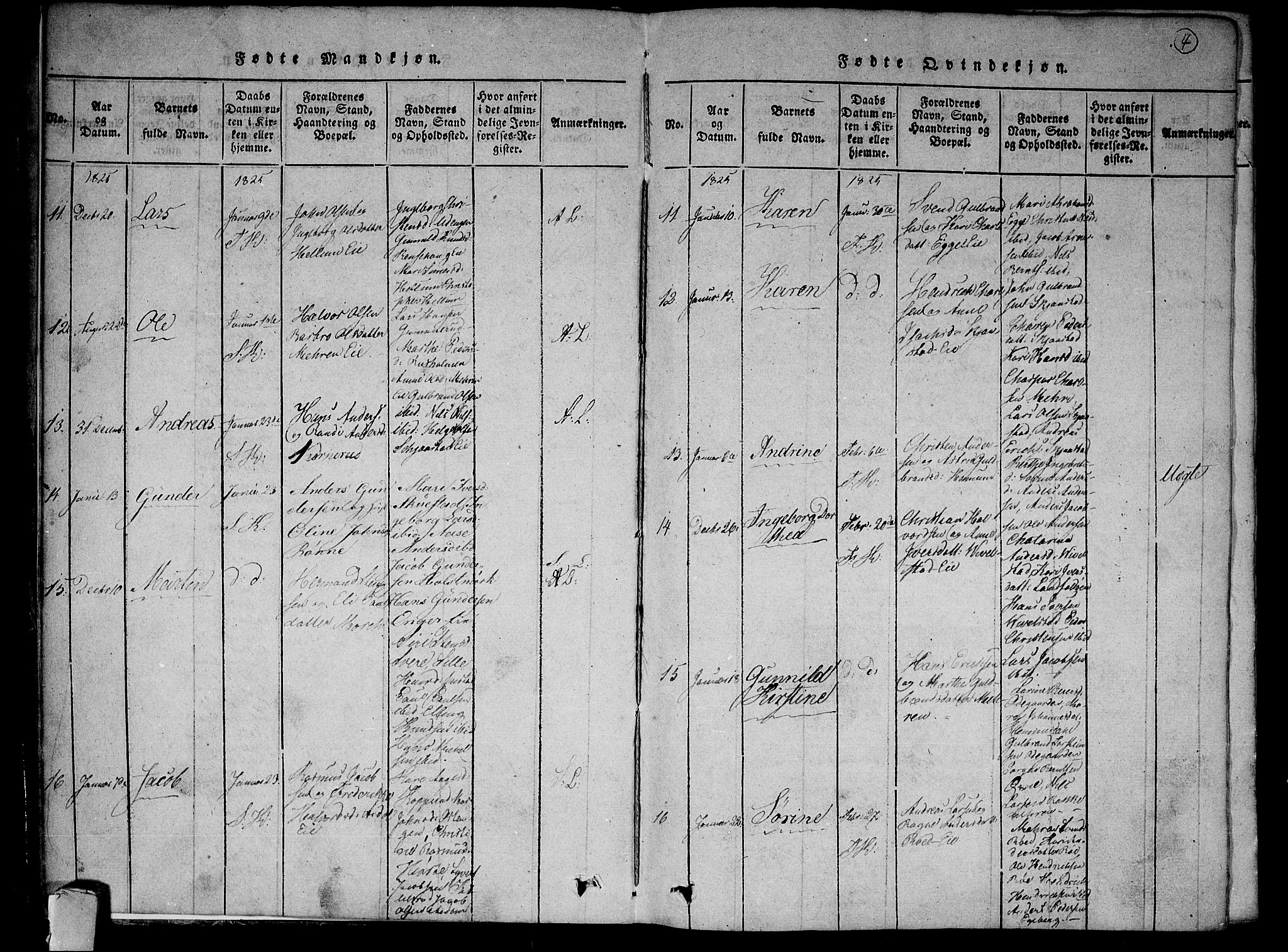 Lier kirkebøker, SAKO/A-230/F/Fa/L0009: Parish register (official) no. I 9, 1824-1827, p. 4
