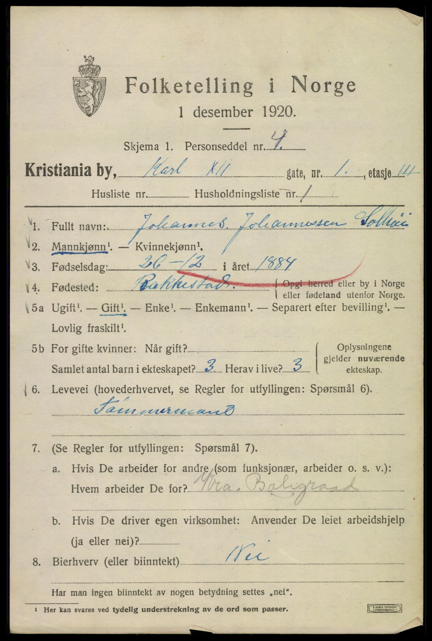 SAO, 1920 census for Kristiania, 1920, p. 328775