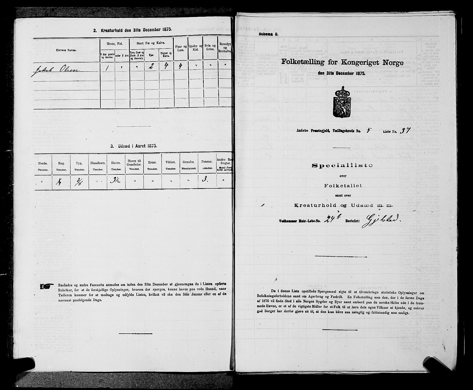 SAKO, 1875 census for 0719P Andebu, 1875, p. 461