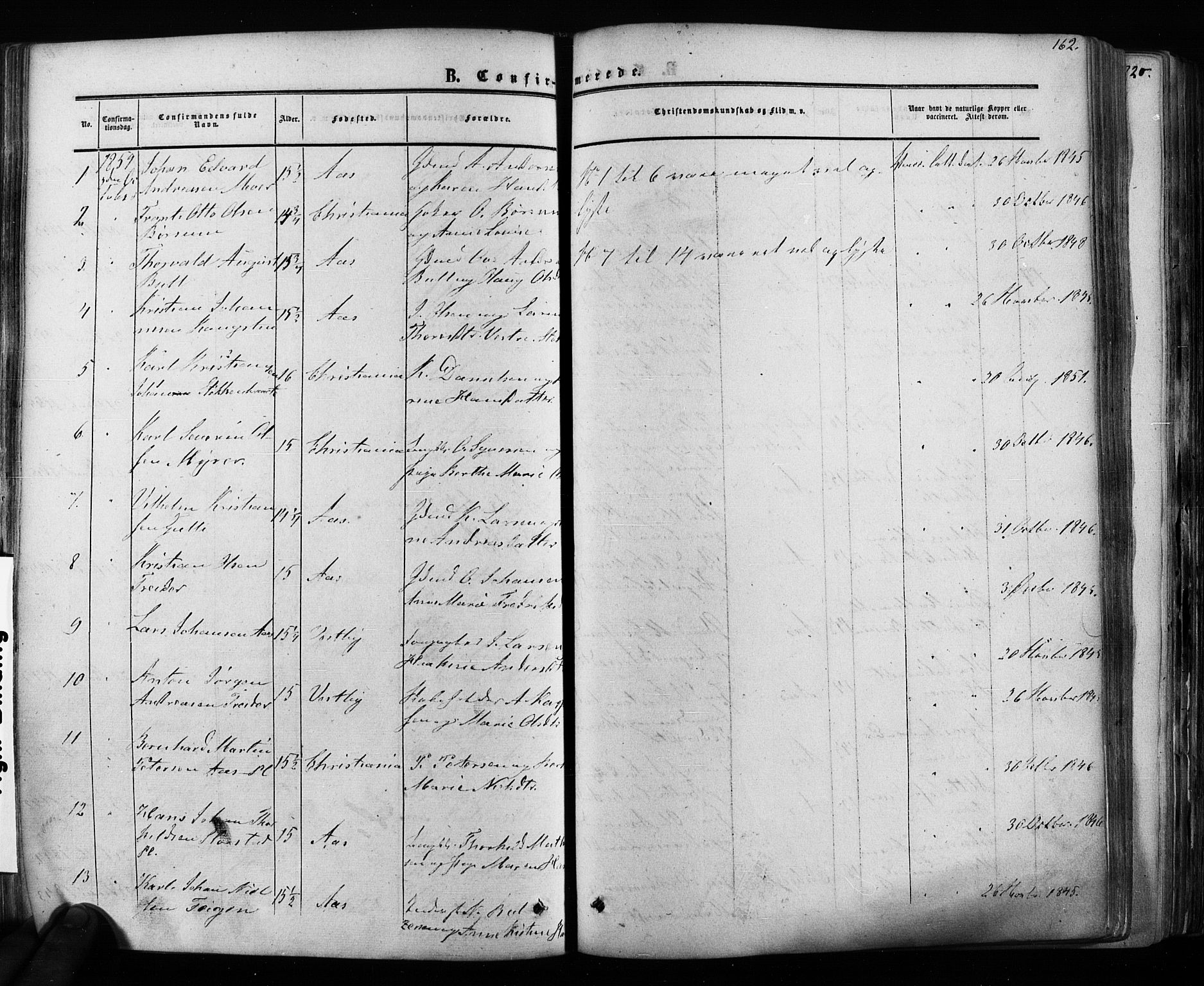 Ås prestekontor Kirkebøker, AV/SAO-A-10894/F/Fa/L0007: Parish register (official) no. I 7, 1854-1870, p. 162