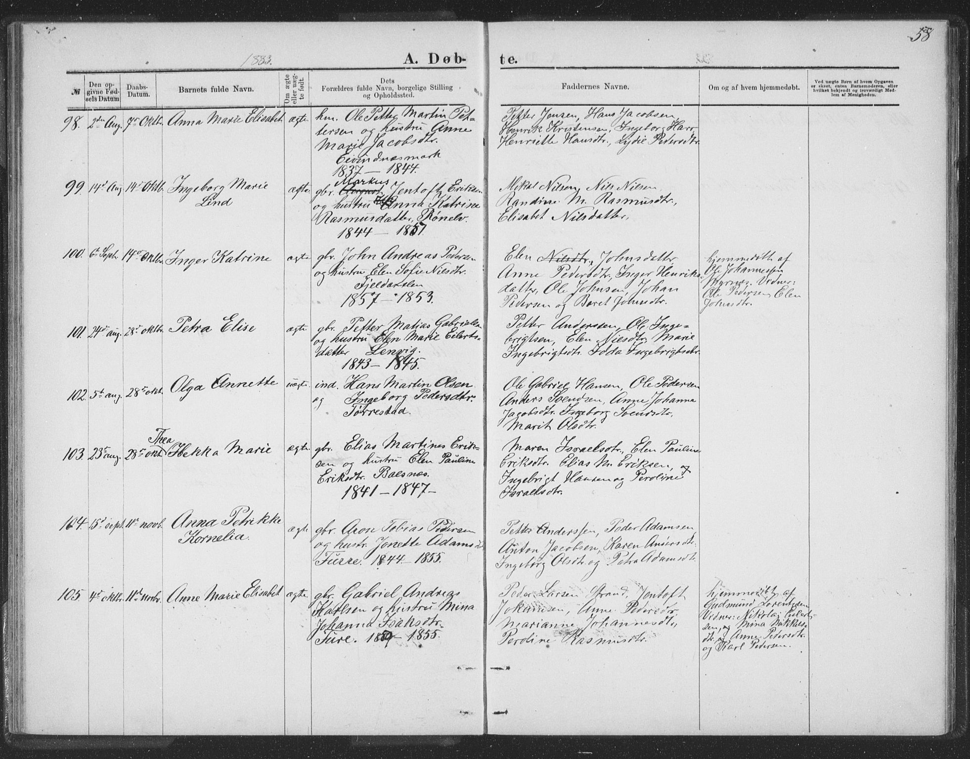 Ministerialprotokoller, klokkerbøker og fødselsregistre - Nordland, AV/SAT-A-1459/863/L0913: Parish register (copy) no. 863C03, 1877-1885, p. 58