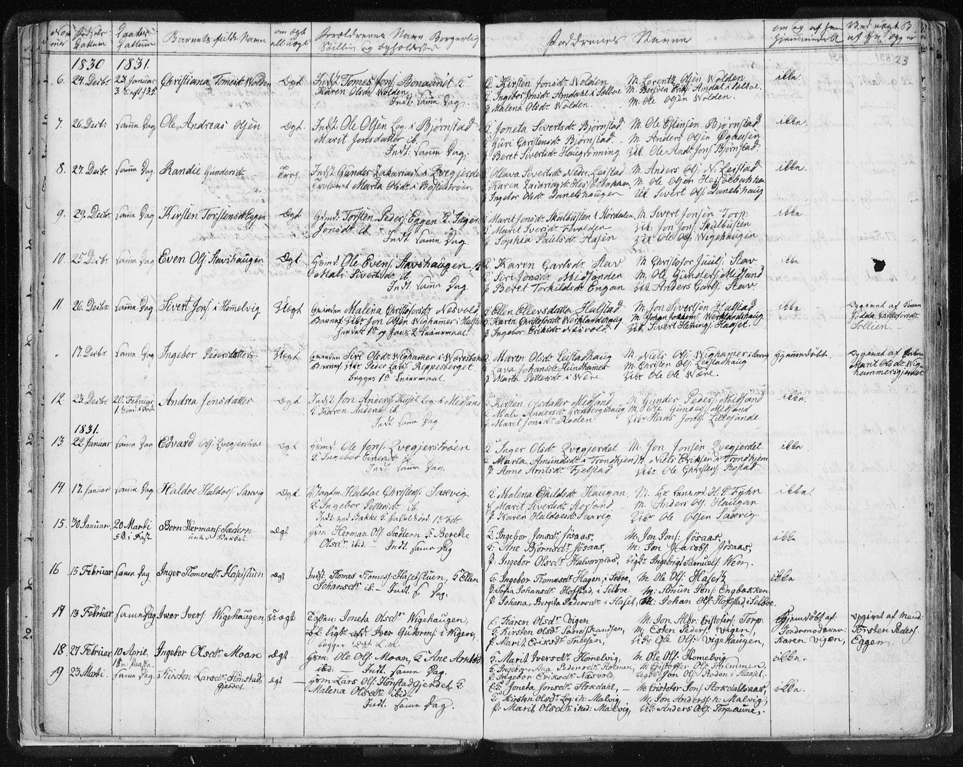 Ministerialprotokoller, klokkerbøker og fødselsregistre - Sør-Trøndelag, AV/SAT-A-1456/616/L0404: Parish register (official) no. 616A01, 1823-1831, p. 23