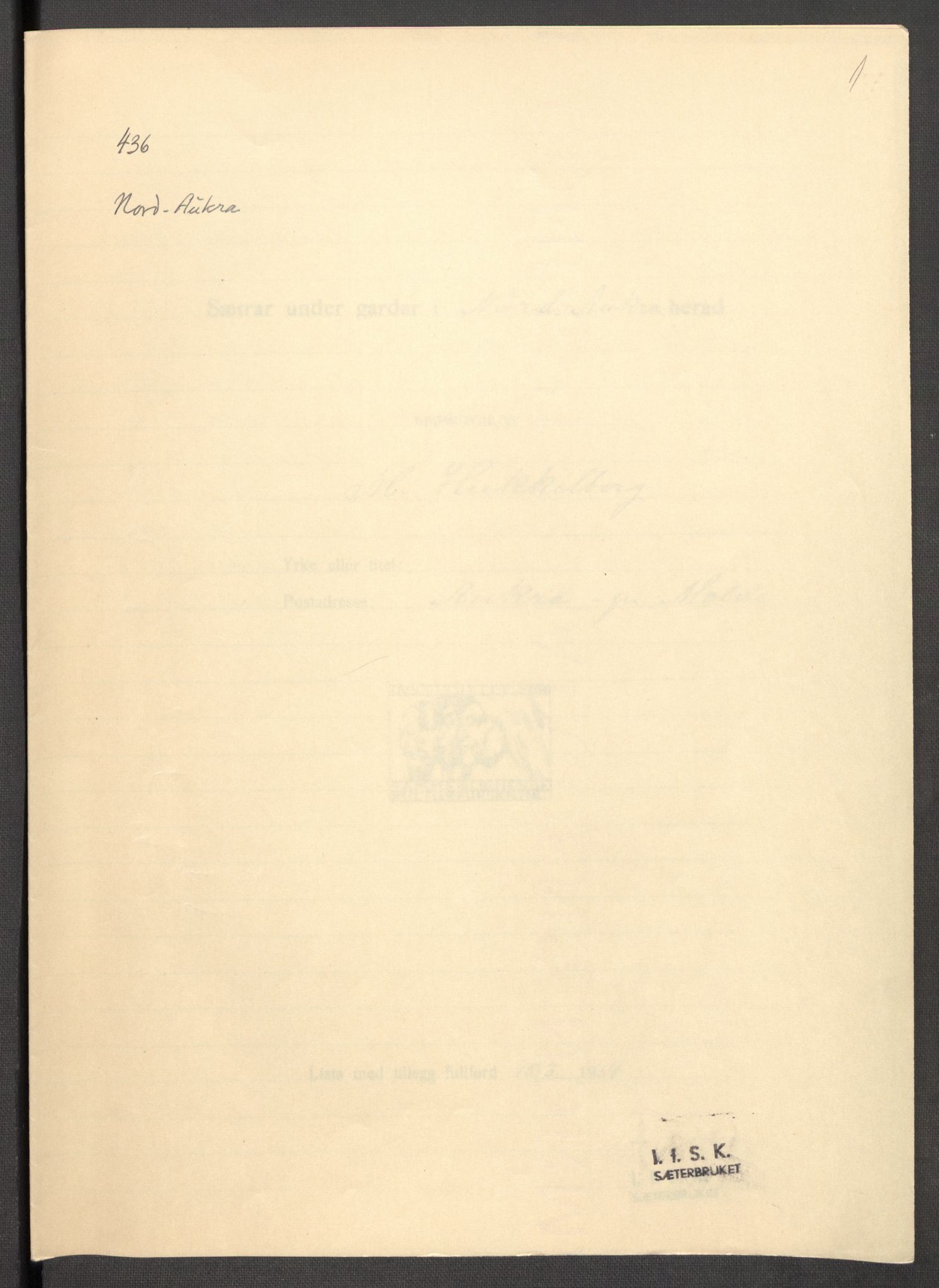 Instituttet for sammenlignende kulturforskning, AV/RA-PA-0424/F/Fc/L0013/0001: Eske B13: / Møre og Romsdal (perm XXXV), 1933-1938, p. 1