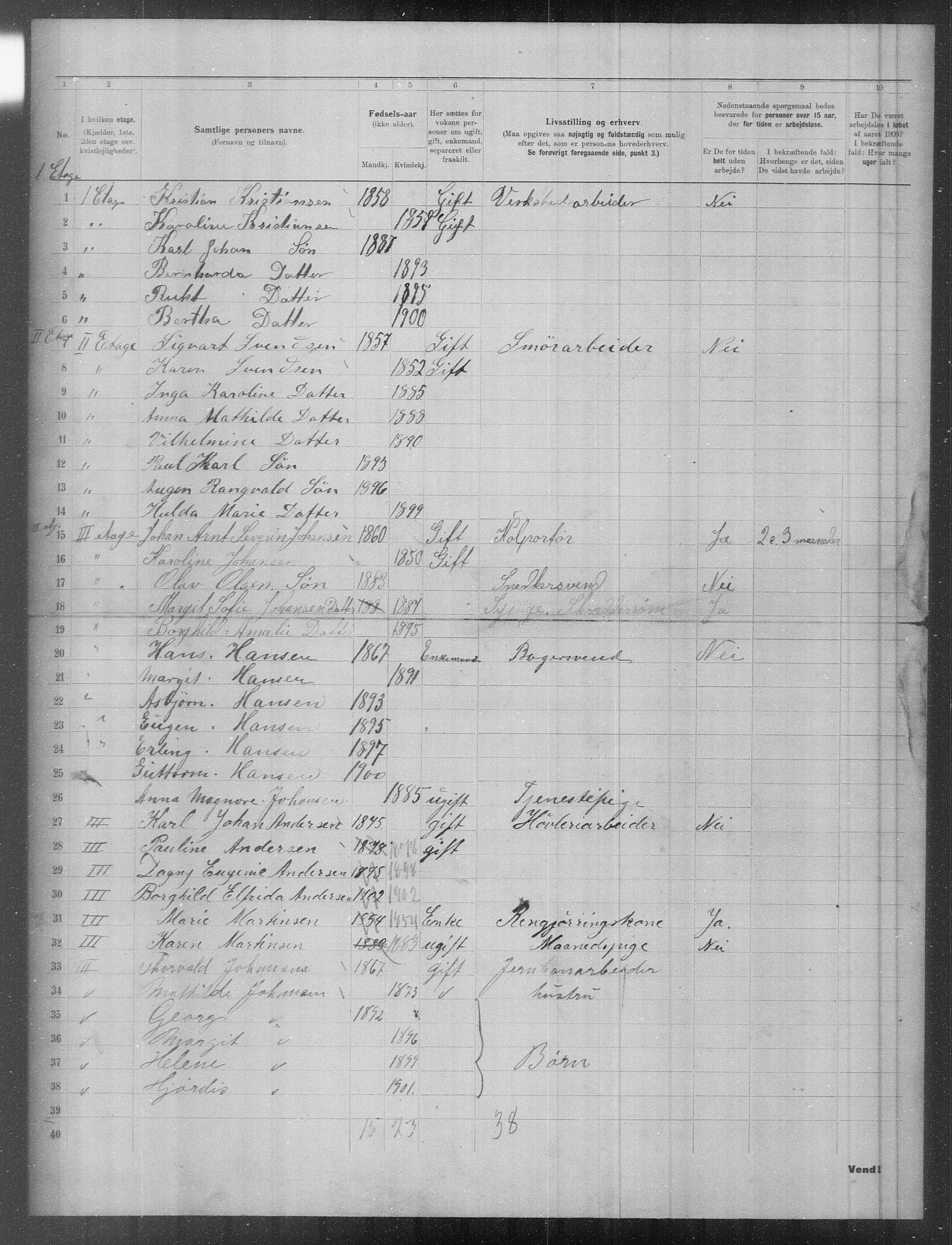 OBA, Municipal Census 1903 for Kristiania, 1903, p. 9078