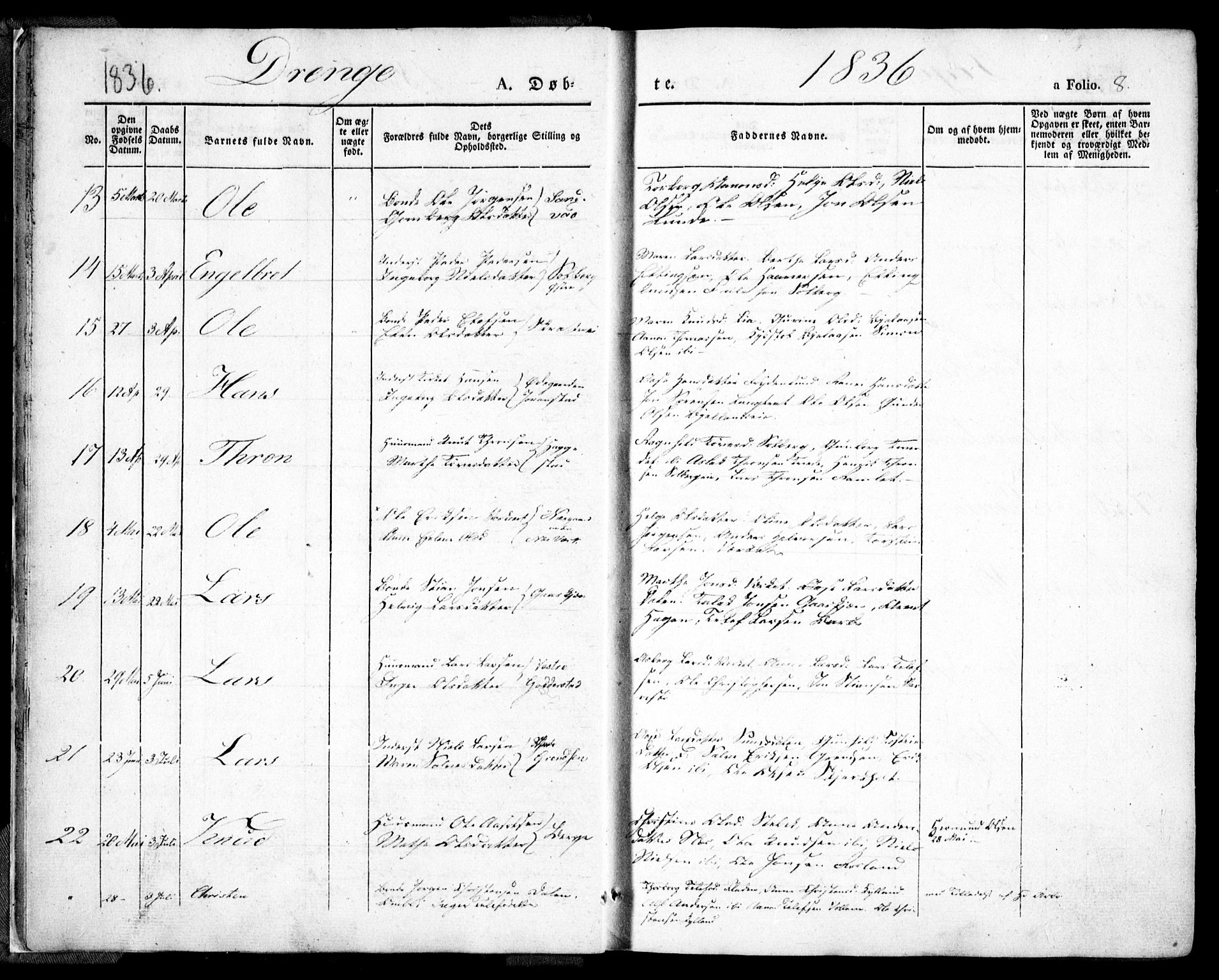 Holt sokneprestkontor, SAK/1111-0021/F/Fa/L0007: Parish register (official) no. A 7, 1836-1848, p. 8