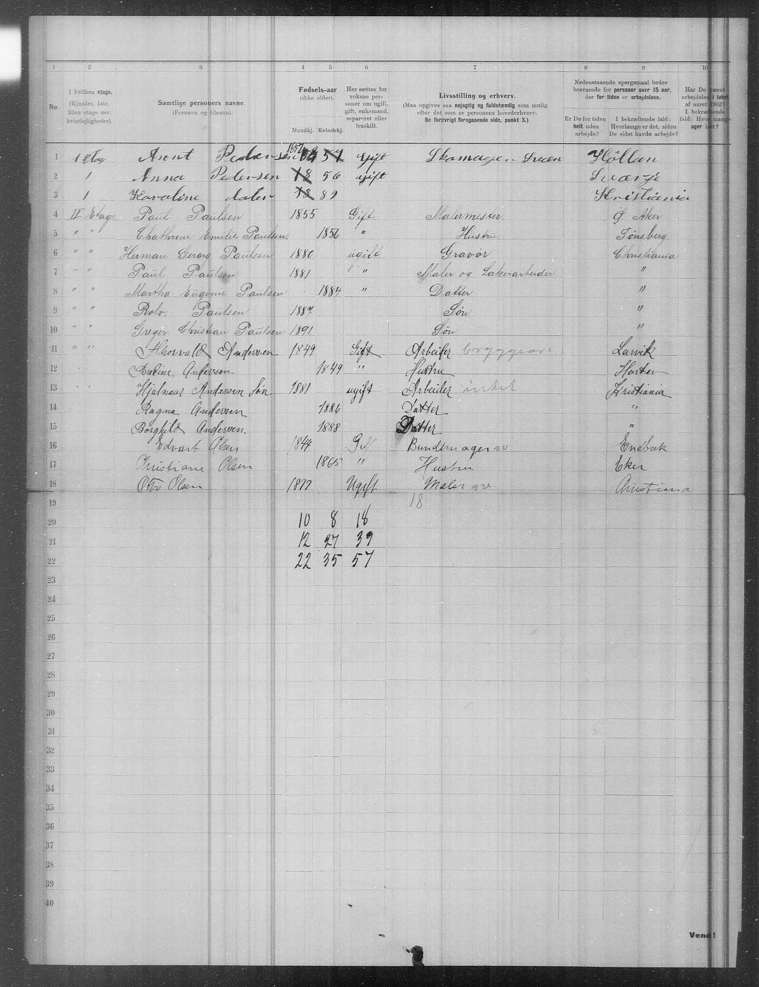 OBA, Municipal Census 1902 for Kristiania, 1902, p. 19336