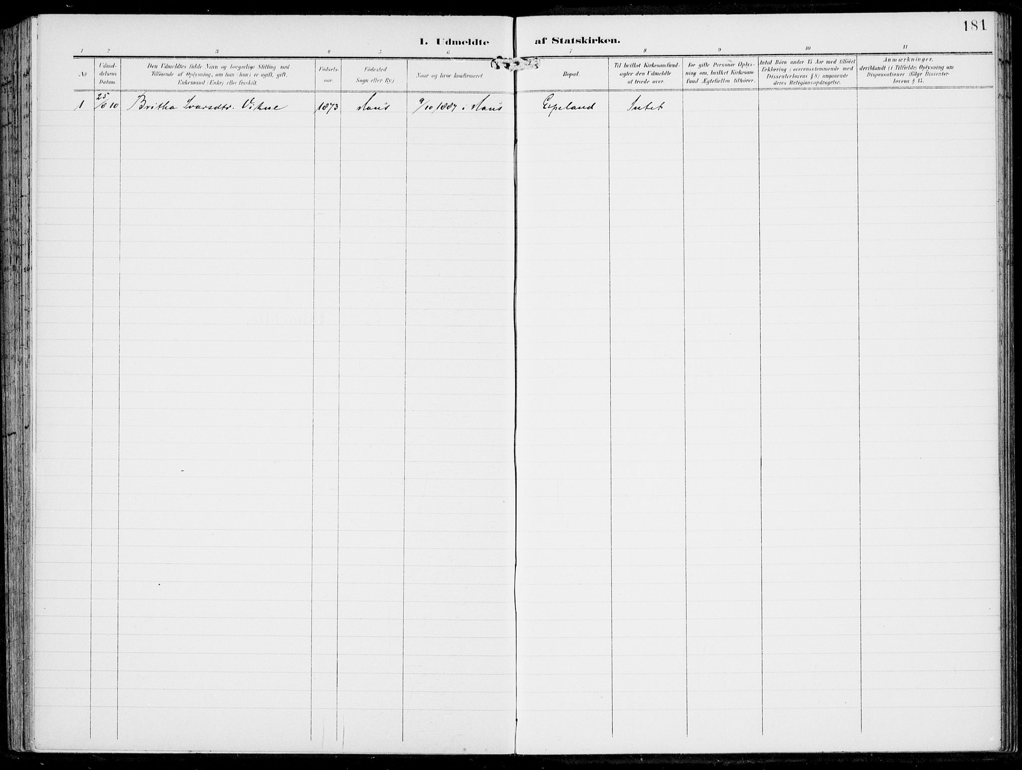 Haus sokneprestembete, AV/SAB-A-75601/H/Haa: Parish register (official) no. B  2, 1899-1912, p. 181