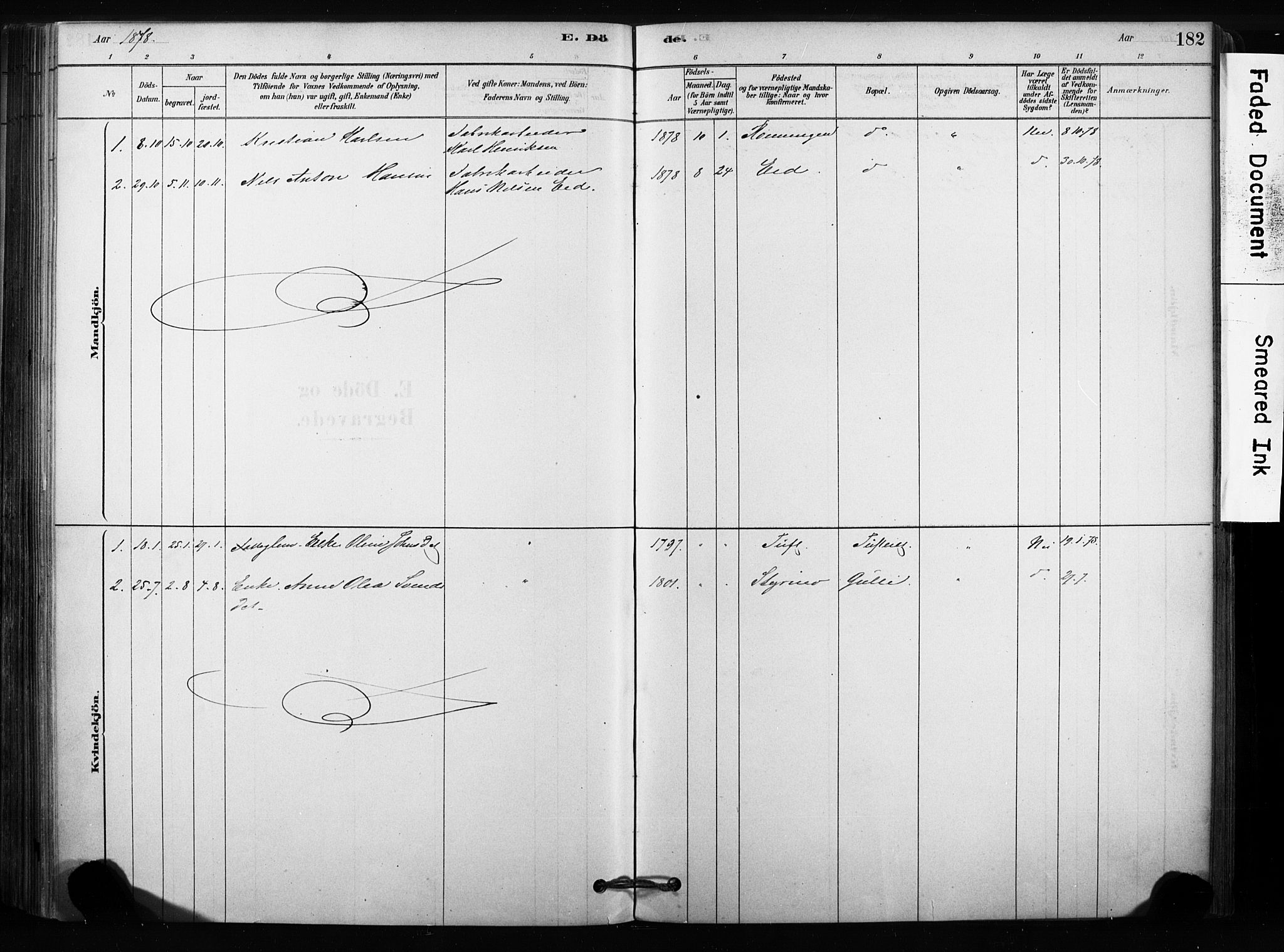 Sandsvær kirkebøker, AV/SAKO-A-244/F/Fc/L0001: Parish register (official) no. III 1, 1878-1923, p. 182