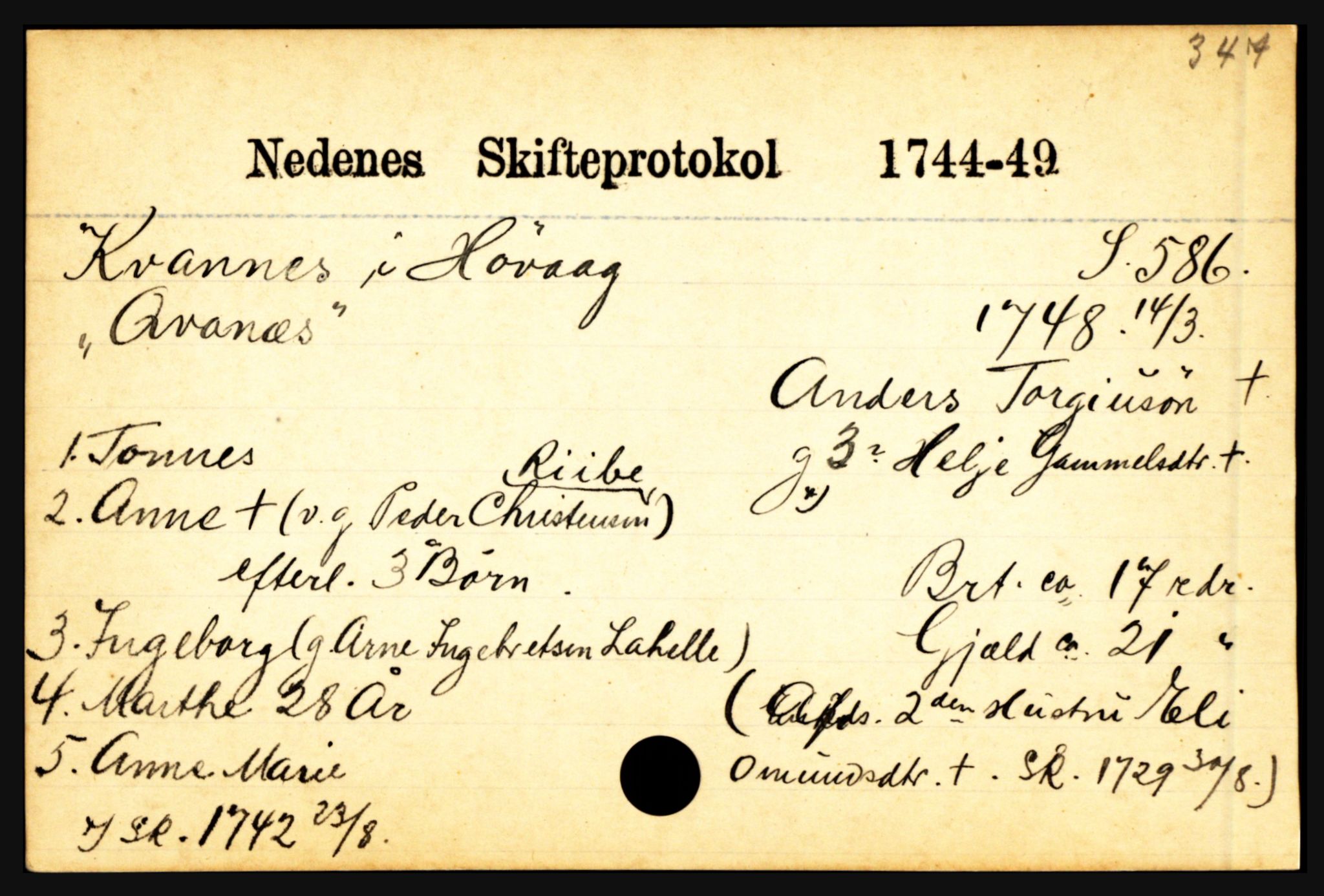 Nedenes sorenskriveri før 1824, AV/SAK-1221-0007/H, p. 16345