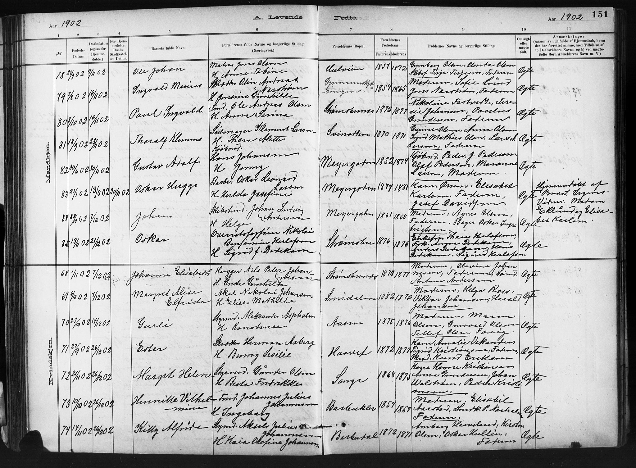 Barbu sokneprestkontor, SAK/1111-0003/F/Fb/L0002: Parish register (copy) no. B 2, 1890-1922, p. 151