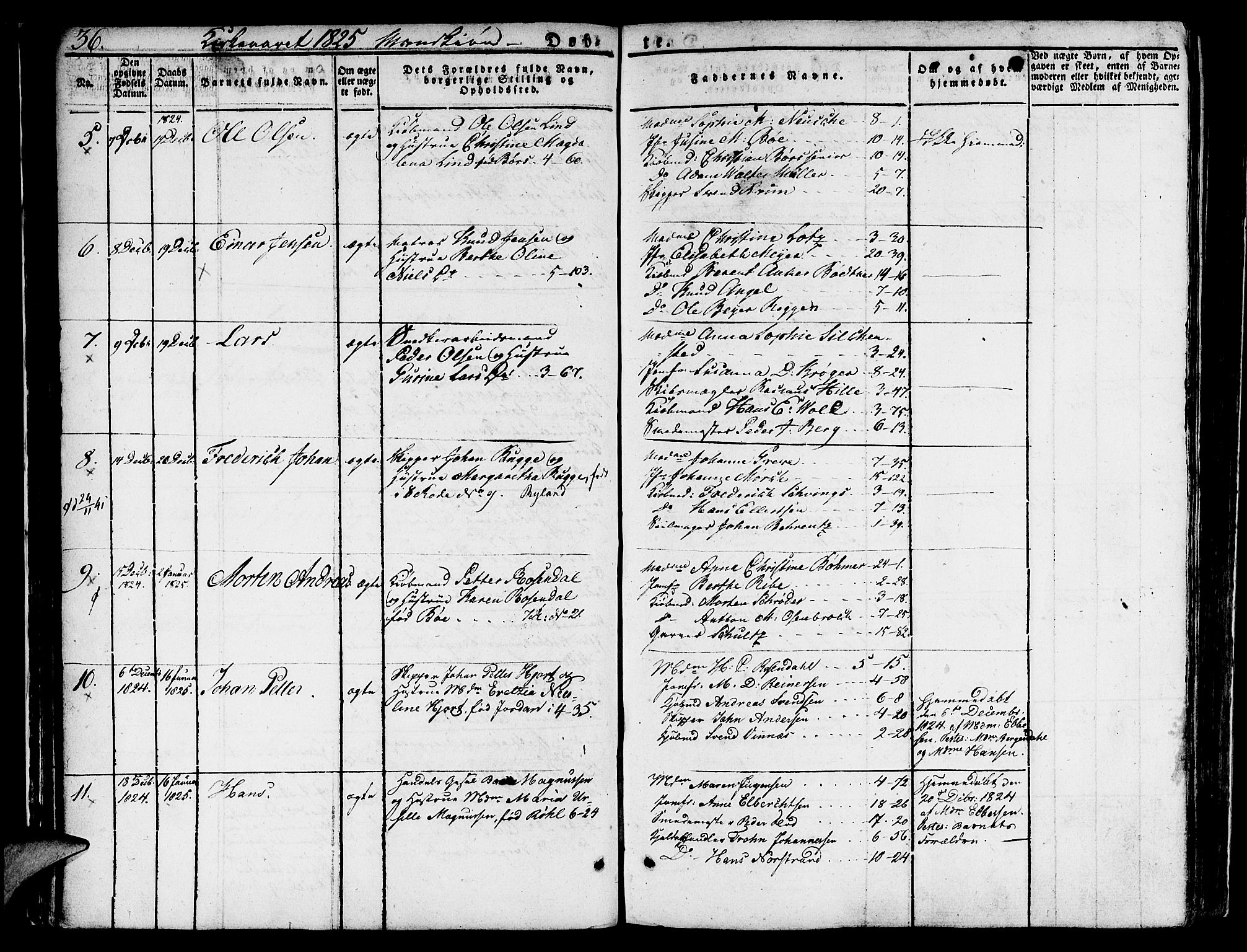 Nykirken Sokneprestembete, SAB/A-77101/H/Hab: Parish register (copy) no. A 5I, 1821-1841, p. 36