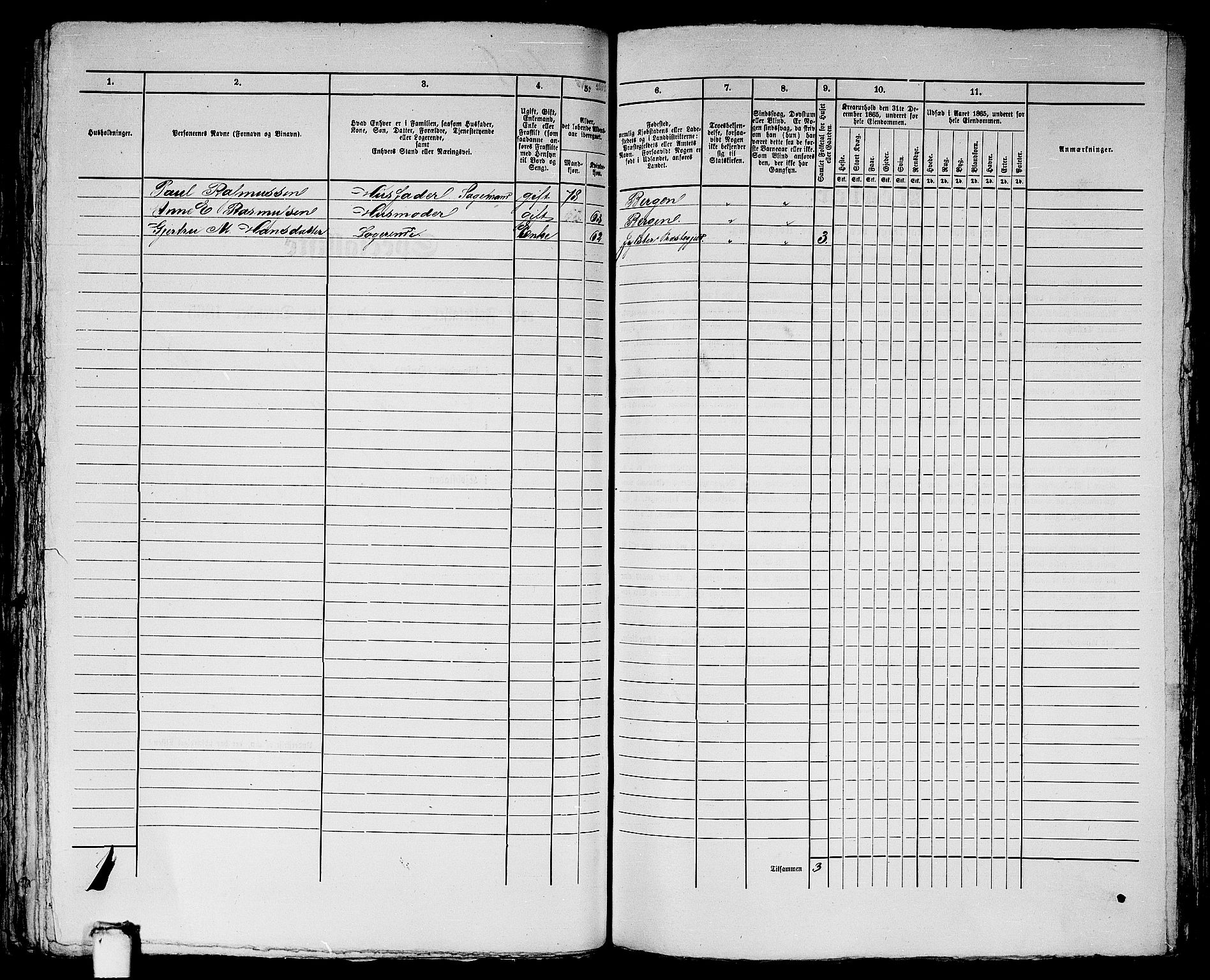 RA, 1865 census for Bergen, 1865, p. 2293