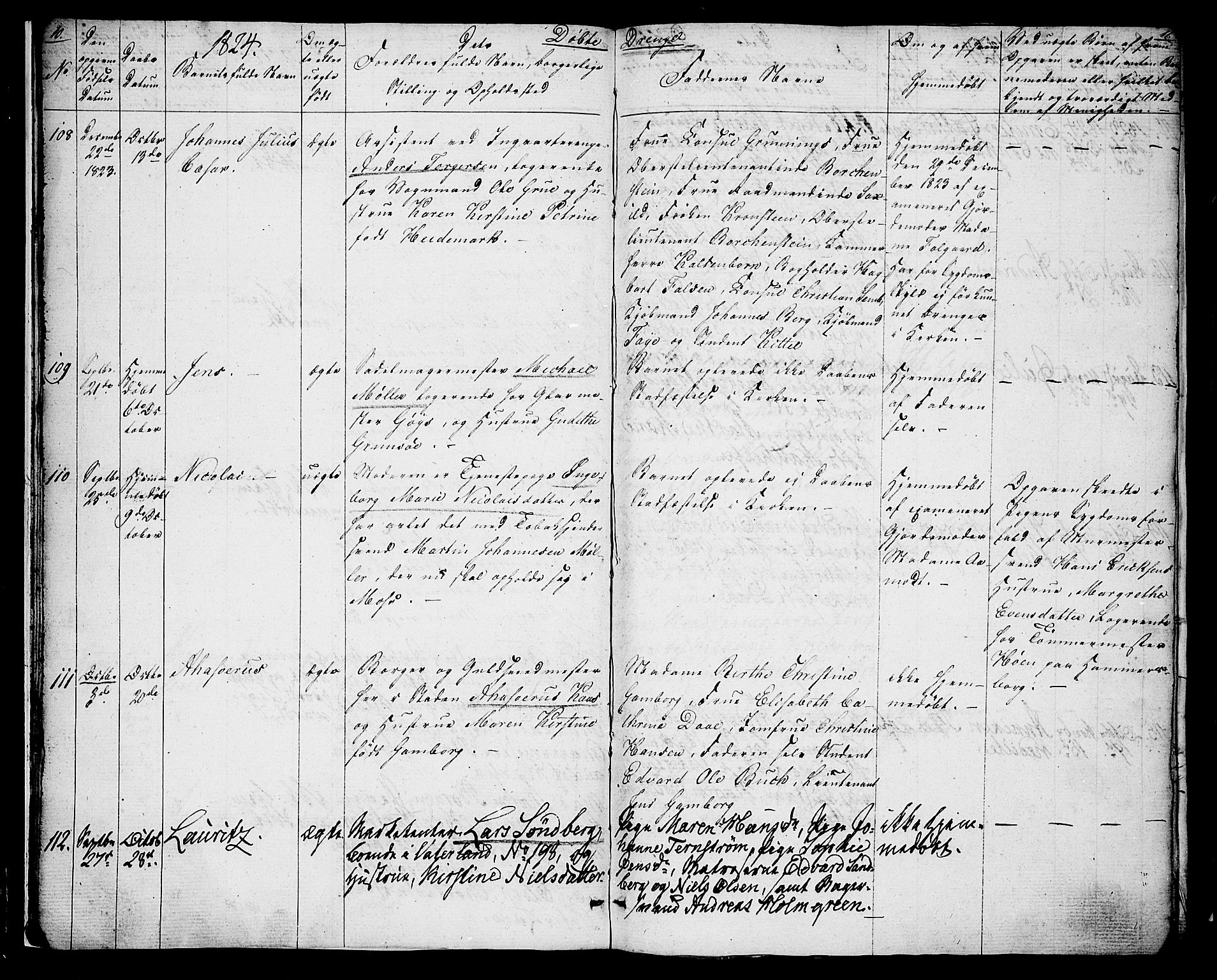Oslo domkirke Kirkebøker, SAO/A-10752/F/Fa/L0010: Parish register (official) no. 10, 1824-1830, p. 10-11