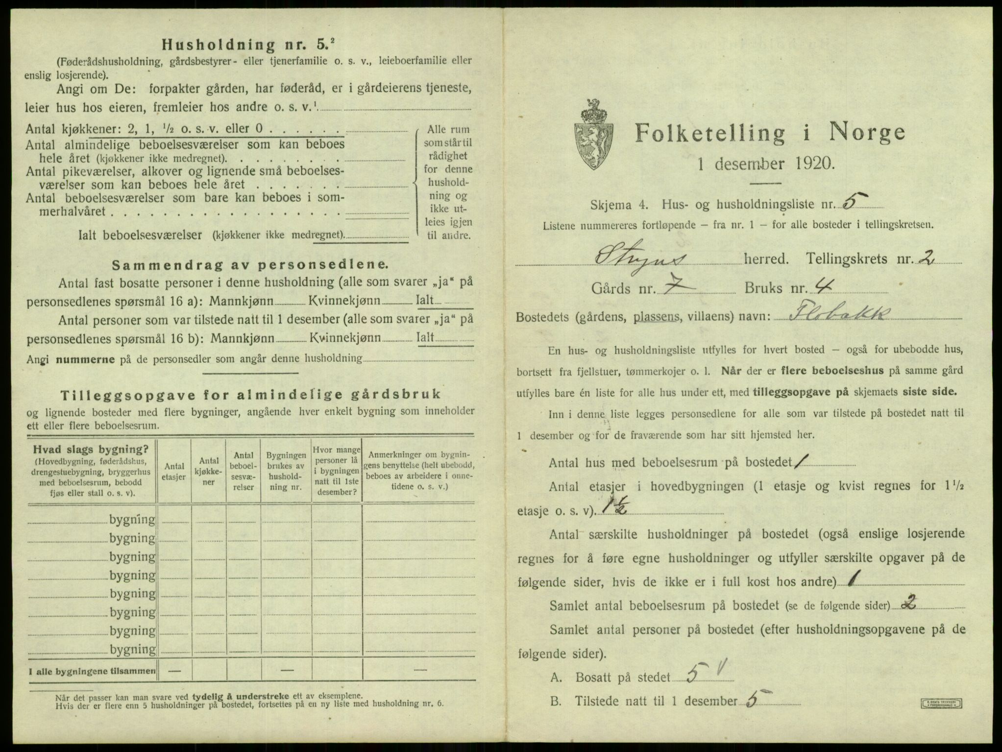 SAB, 1920 census for Stryn, 1920, p. 84