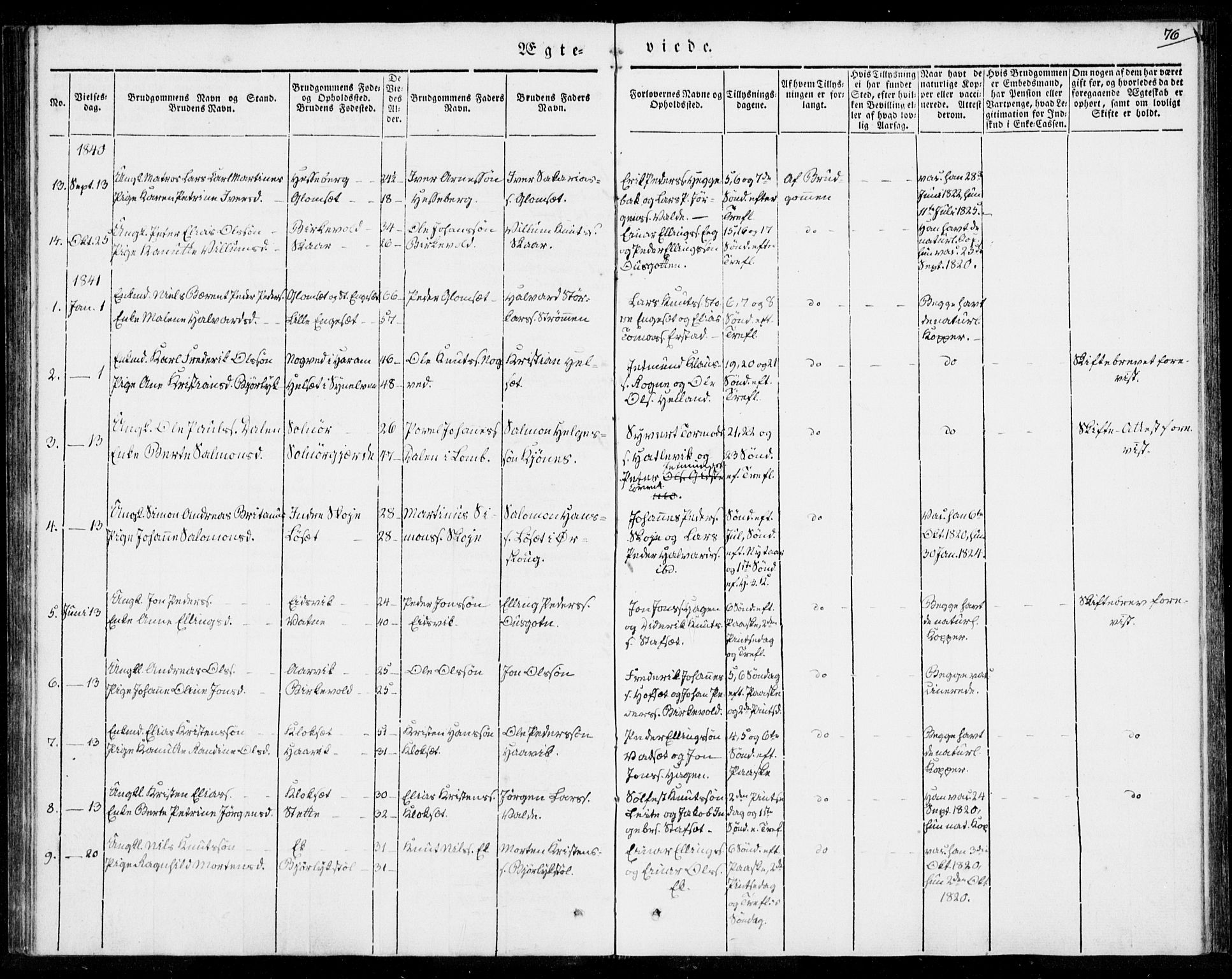 Ministerialprotokoller, klokkerbøker og fødselsregistre - Møre og Romsdal, SAT/A-1454/524/L0352: Parish register (official) no. 524A04, 1838-1847, p. 76