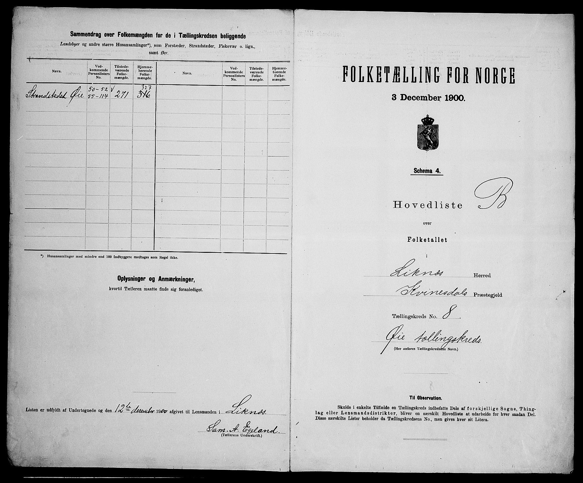 SAK, 1900 census for Liknes, 1900, p. 33