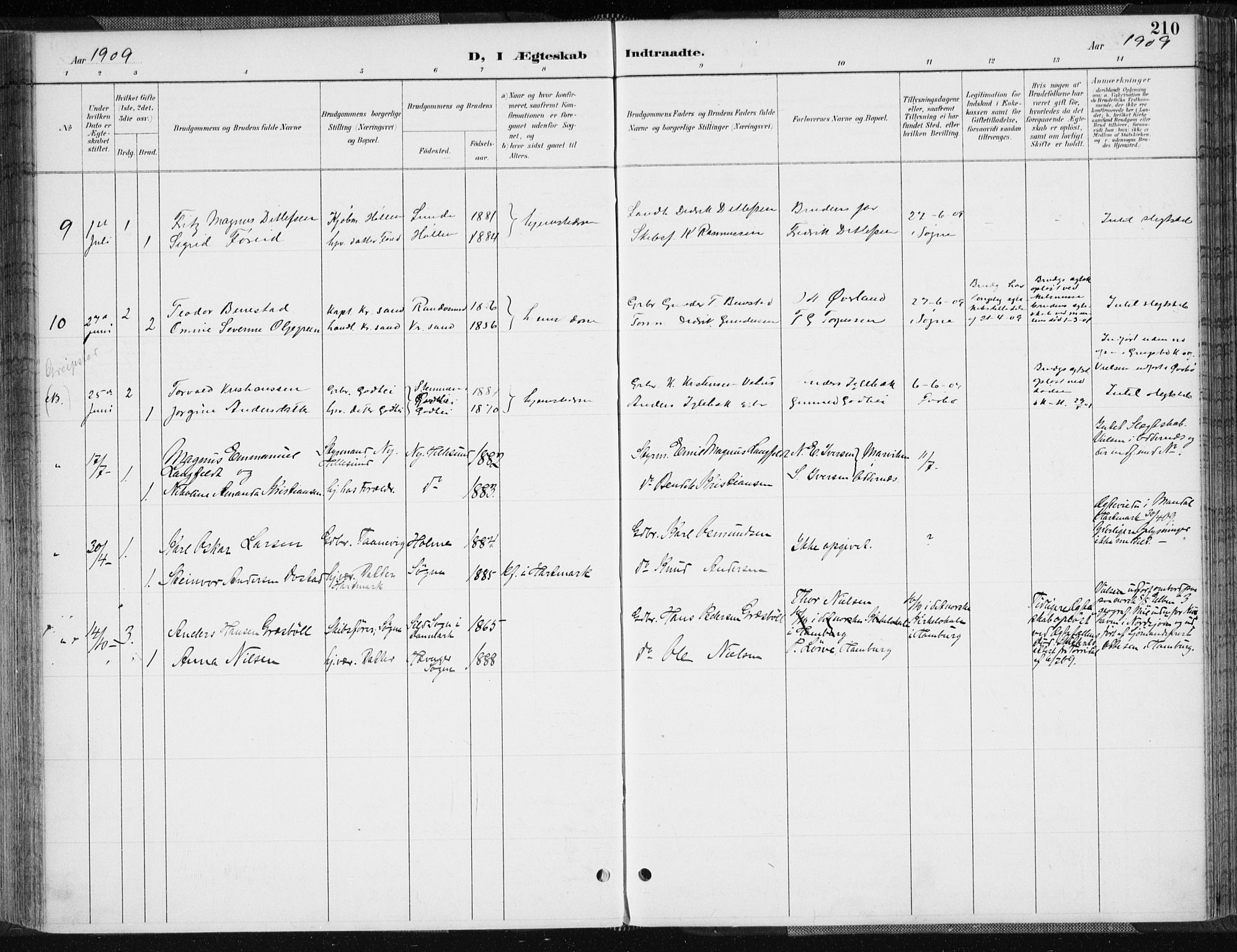 Søgne sokneprestkontor, AV/SAK-1111-0037/F/Fa/Fab/L0013: Parish register (official) no. A 13, 1892-1911, p. 210